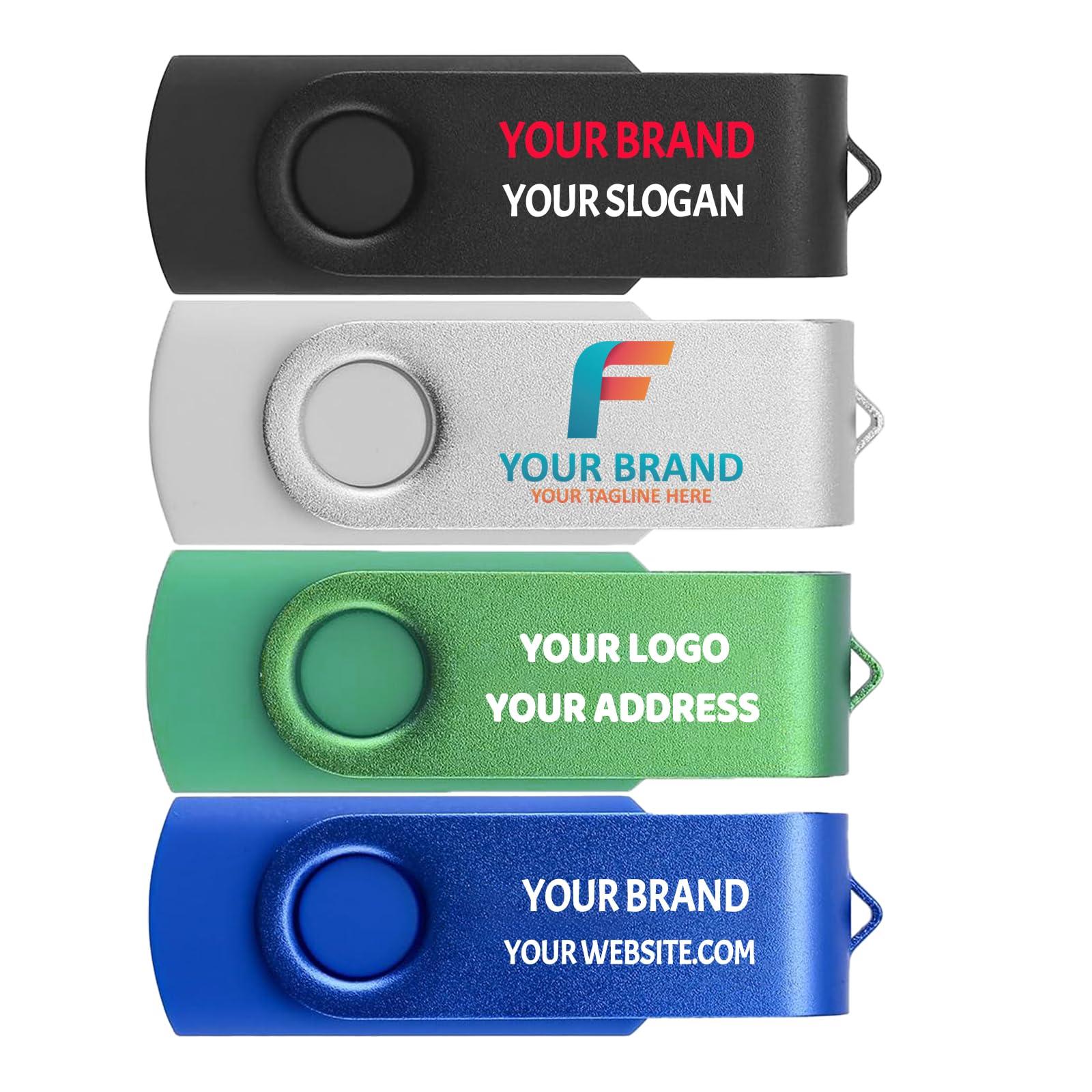 JBOS Custom USB Flash Drive 128MB 500 Pack, Customize USB Drives 128 MB Print with Logo Text or Image Customized Thumb Drives as Promotional Favorsd, Branding Made with JBOS Personalized USB Sticks