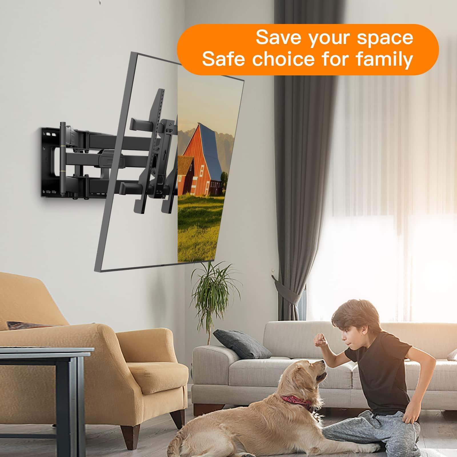 FORGING MOUNT Heavy Duty Long Arm TV Wall Mount with 43" Dual Articulating Arms for Most 50-90inch TVs, Full Motion TV Mount Swivel Tilt TV Bracket Holds 198lbs, 16,18, 24 Studs VESA 600x400MM FORGING MOUNT