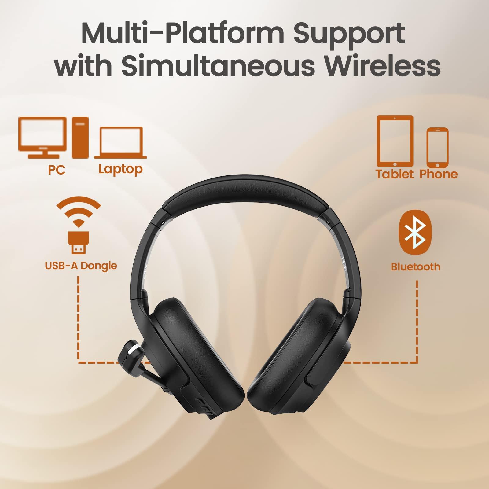 EKSA EKSA Wireless Headset with Mic for Work, Bluetooth 5.0 Headset with AI-Powered Noise Cancelling Microphone - Bluetooth Wireless Headphones with Mic for Work/PC/Laptop/Computer/Office/Zoom