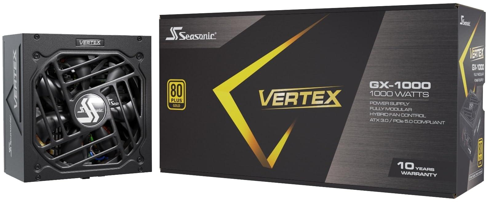 Seasonic Seasonic Vertex GX-1000-1000W - 80+ Gold - ATX 3.0 & PCIe 5.0 Ready - Full-Modular - ATX Form Factor - Low Noise - 12 Year Warranty - Nvidia RTX 30/40 Super & AMD GPU Compatible