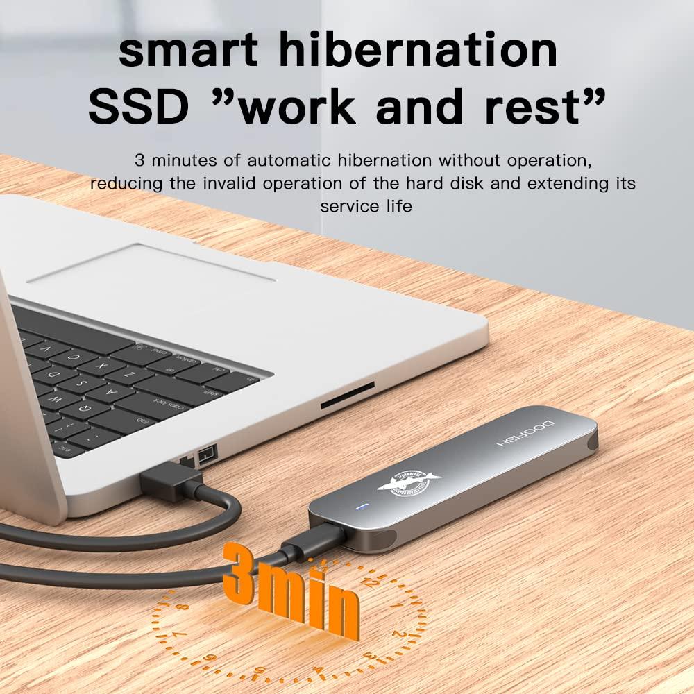 THREE COLOUR DOGFISH Dogfish Portable External SSD 500GB 2242/2260/2280 Ngff Grey Metal USB 3.1 Type-C Ultra-Light Mini Breathable Portable Solid State Drive for Mac/Windows/Android/Linuxup to 8Gbps with LED Indicator