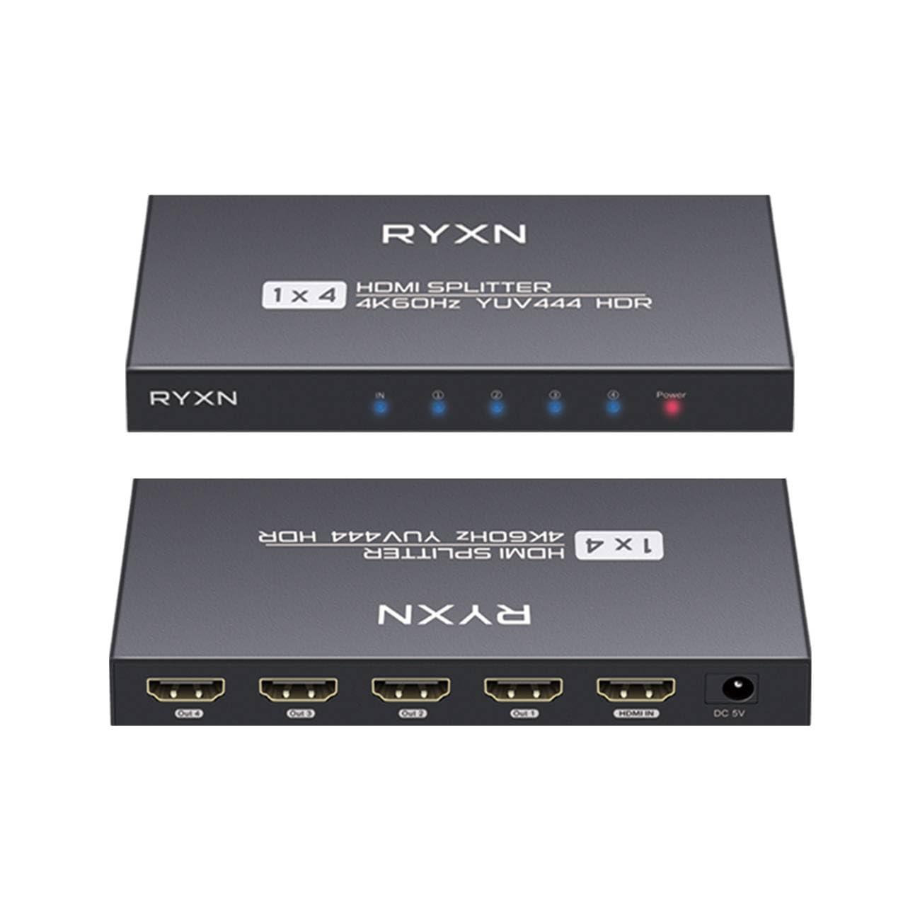 RYXN HDMI 2.0 Splitter 1 in 4 Out + RJ45 Switch