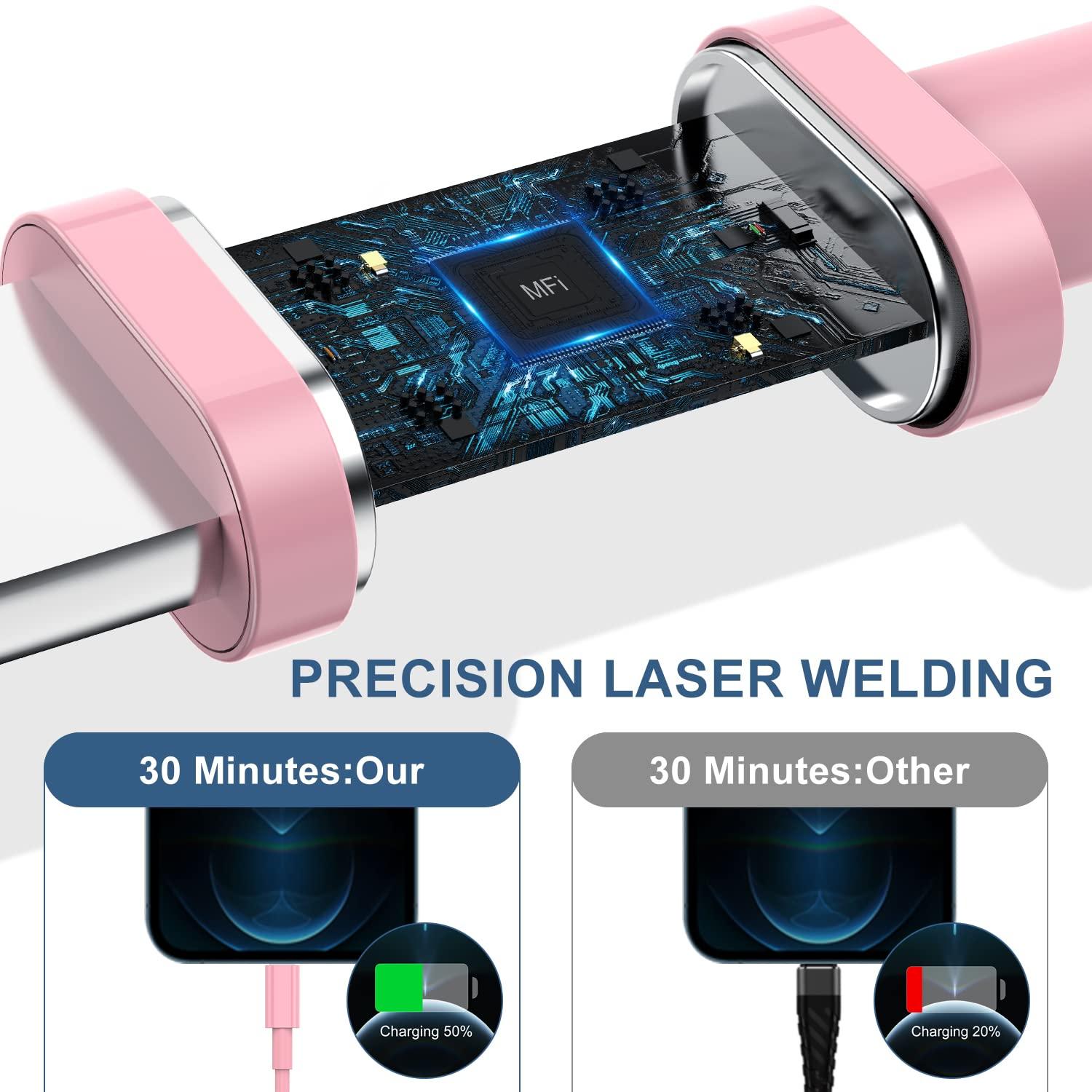 OOOUSE 6ft iPhone Charger USB C Lightning Cable,Usbc to Lighting Fast Charging Cord for iPhone 13 12 Charger Cable 6 ftApple MFi Certified,Long Type C Wire for Apple iPhone 13 12 Pro Max 11 X XS Pink