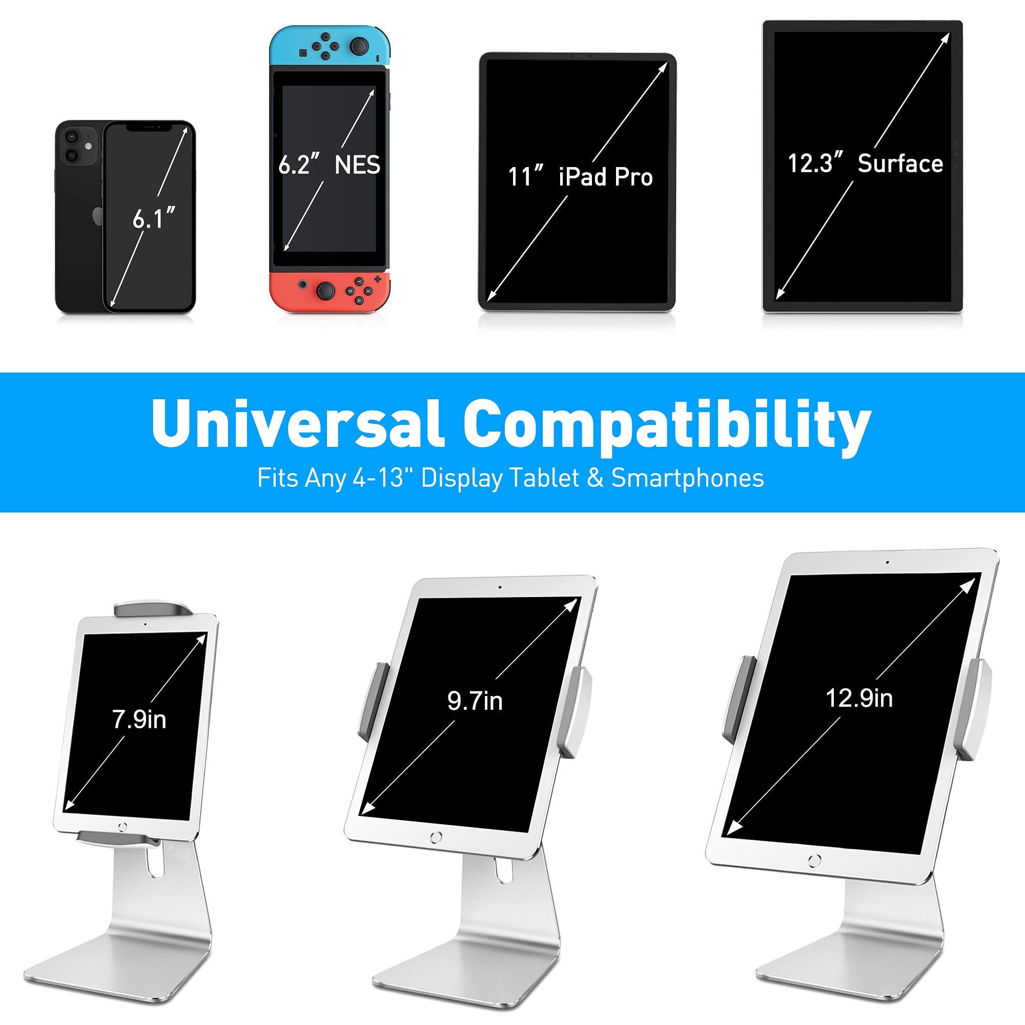 AboveTEK AboveTEK Elegant Tablet Stand, Aluminum iPad Stand Holder, Desktop Kiosk POS Stand for 7-13 inch iPad Pro Air Mini Galaxy Tab Nexus, Tablet Mount for Store Showcase Office Reception Kitchen Countertop