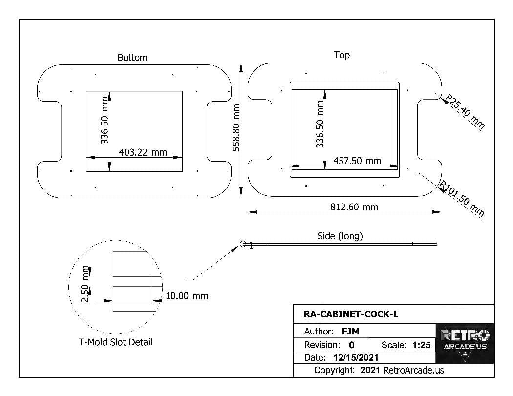 RetroArcade.us Cocktail Arcade Game Cabinet Replacement Top Panel L