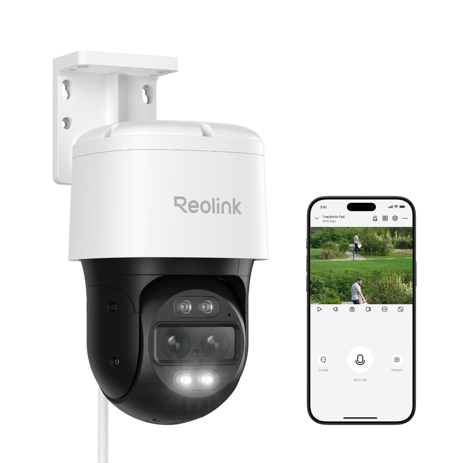 REOLINK REOLINK 12MP Commercial Security Camera System, 4pcs Outdoor PoE Security Camera Color Night Vision, 2TB HDD 8CH NVR, RLK8-1200D4-A Bundle with Trackmix PoE 4K PTZ Auto 6X Hybrid Zoomed Camera