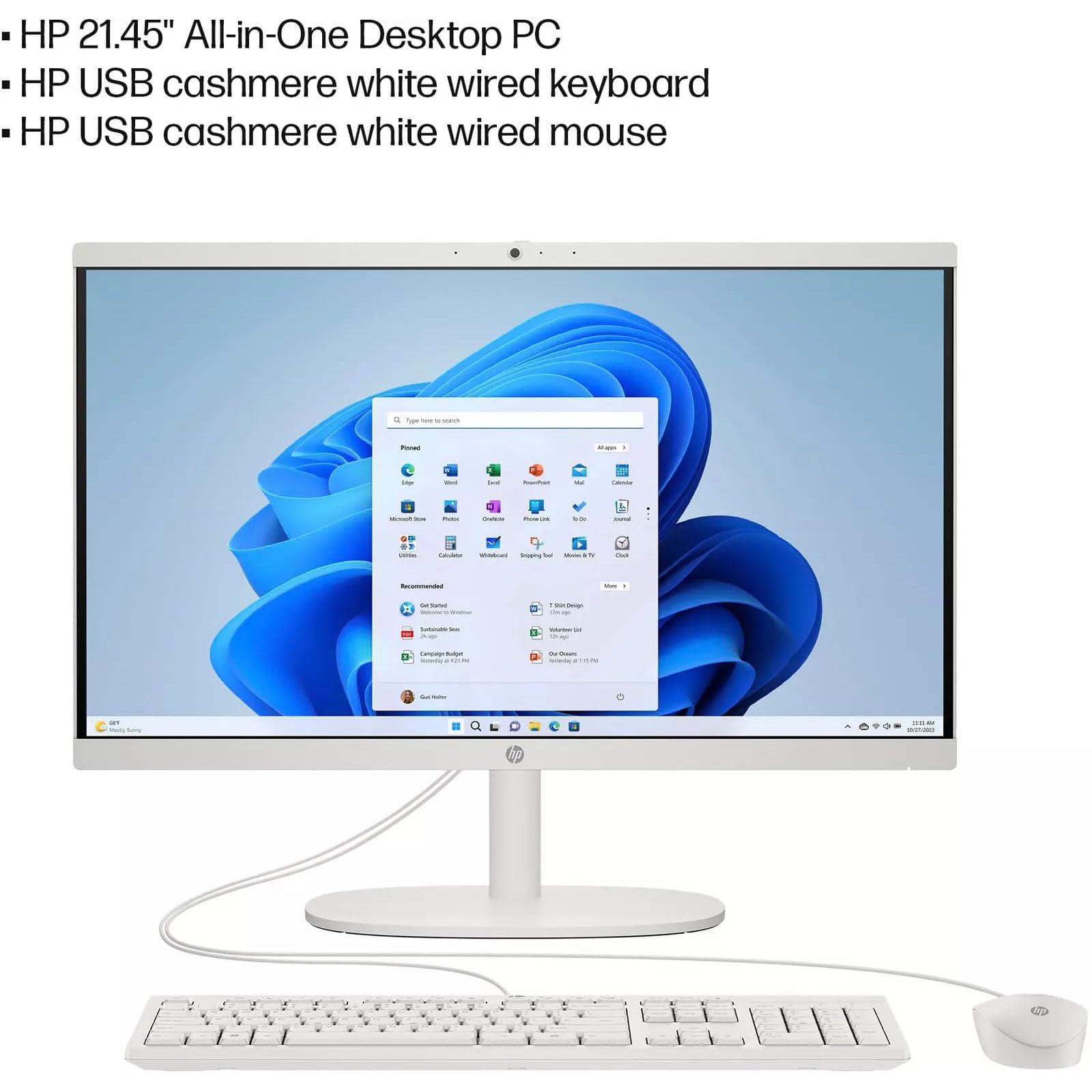 HP HP All in One Desktop Computer PC, 21.5" FHD Display, 16 GB RAM, 512 GB SSD, Intel Celeron J4025, Webcam, Wi-Fi 6, Bluetooth, HDMI, Windows 11 Pro, w/cefesfy Accessories