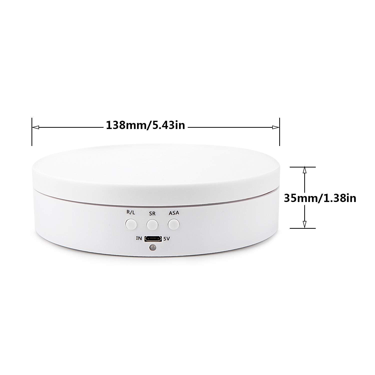 Leadleds Leadleds 3 Speeds Electric Rotating Display Stand, 360 Degree Turntable Display Stand for Photography Video Shooting Props Jewelry (White)