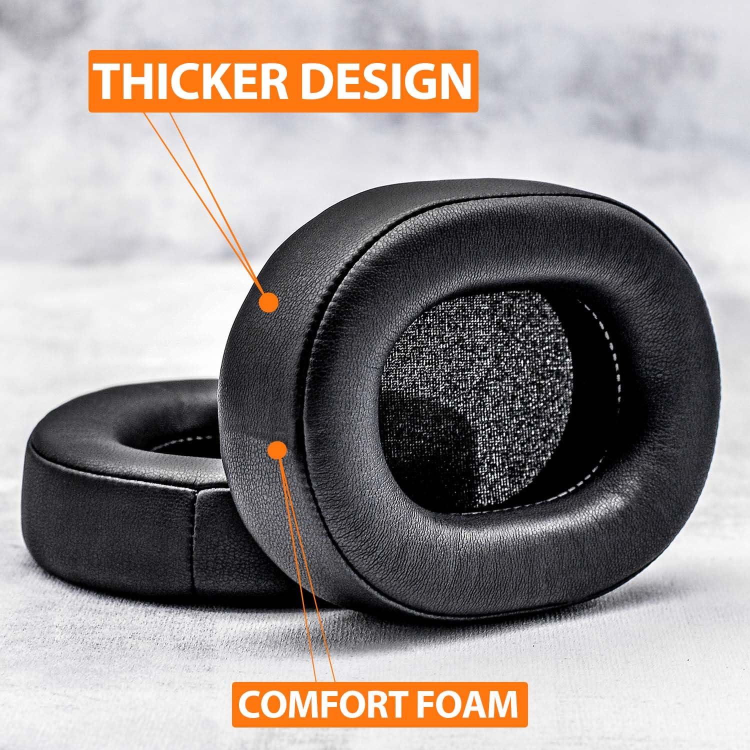 TRANSTEK ATH M70X Ear Pads - TRANSTEK Replacement Ear Cushion Compatible with ATH-M70X Headphones I Thicker Memory Foam (Protein Leather)