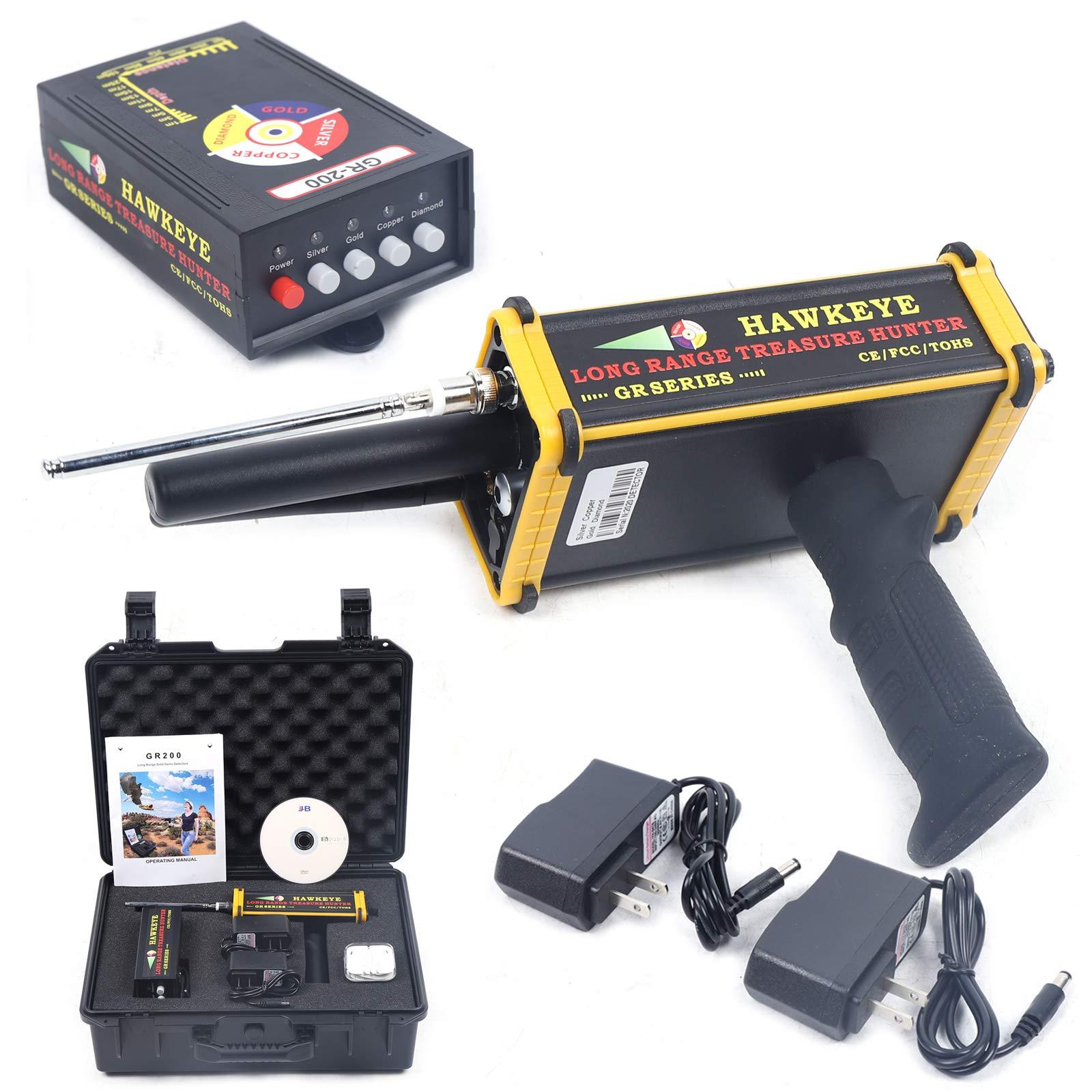 CNCEST CNCEST Gold Metal Detector Long Range Metal Finder Black Mini GR-100 Long Range King Detector Series for Gold Gem Minerals (GR-200)