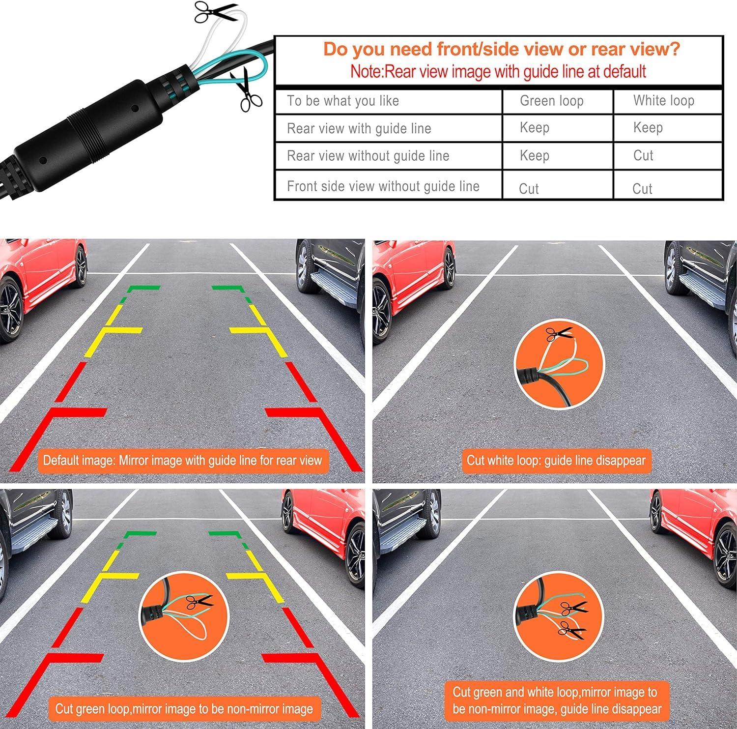 RAAYOO Backup Camera Flush Mount, Metal Housing 170Wide View Angle Rear/Side/Front View Camera for Car, Clear Night Vision IP69 Waterproof Reverse Camera for Vehicle SUV RV Pickup, 18.5mm, 12V/24V, Black