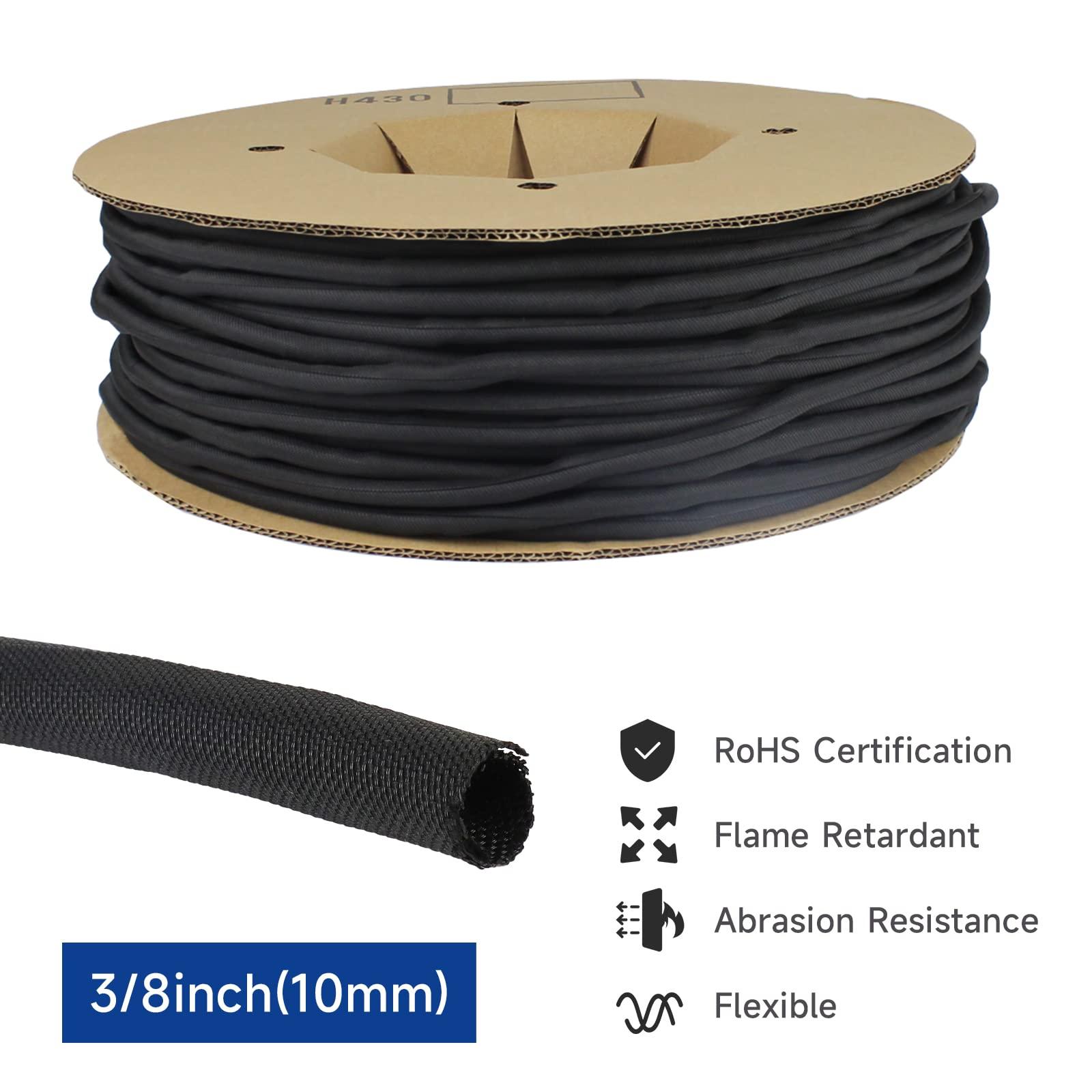 BuyUneed Braided Split Wire Loom Wrap Cable Sleeve Tube Harness Lot Sheathing Management Organize (3/8"-28ft)