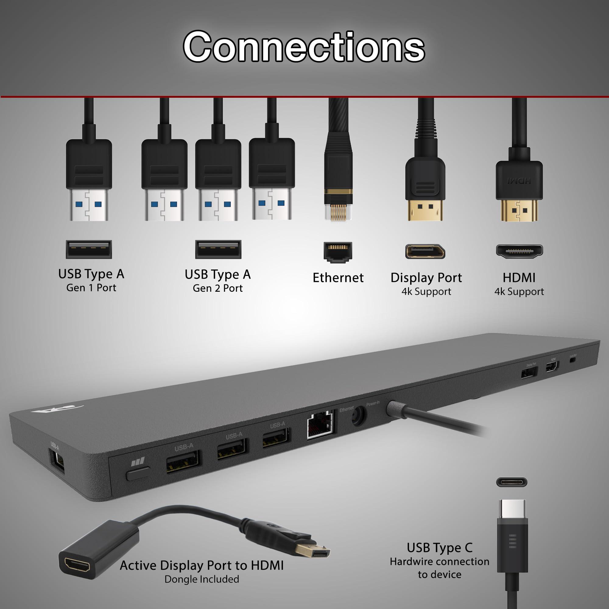 Cyber Acoustics CA Essential Docking Station (DS-2000), 6 Pack USB-C Docks with 90W Power Delivery, Laptop Cooling, Dual 4K Monitor Displays, 4 USB-A Ports, Ethernet, Includes 6 Active DisplayPort to HDMI Adapters