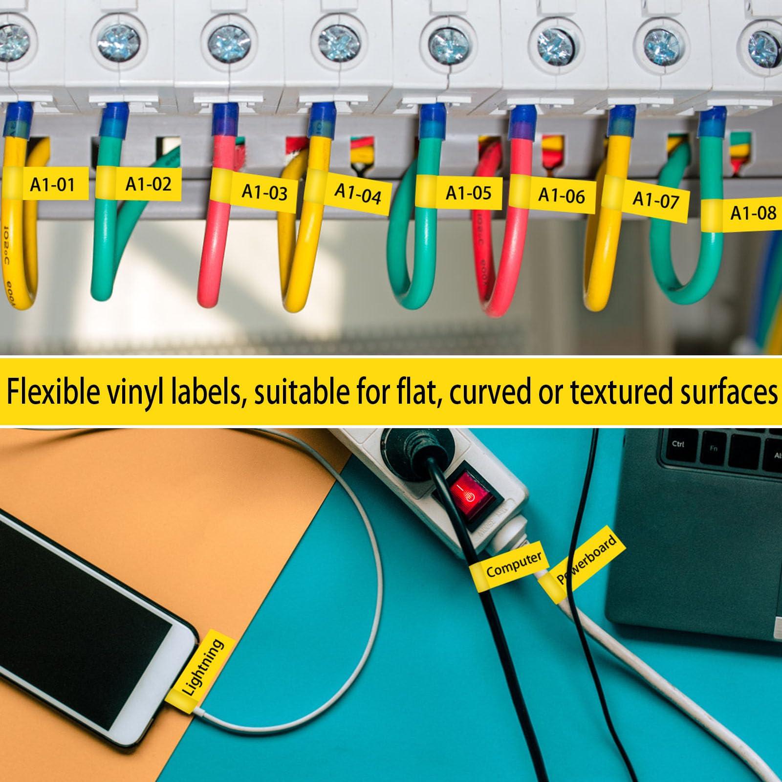 KCMYTONER KCMYTONER 5 Pack Compatible for Dymo 1868772 3/4\" x 23 ft (19mm x 7m) Black on Yellow All-Purpose Vinyl Labels Replacement for Rhino XTL-300 XTL-500 Label Makers