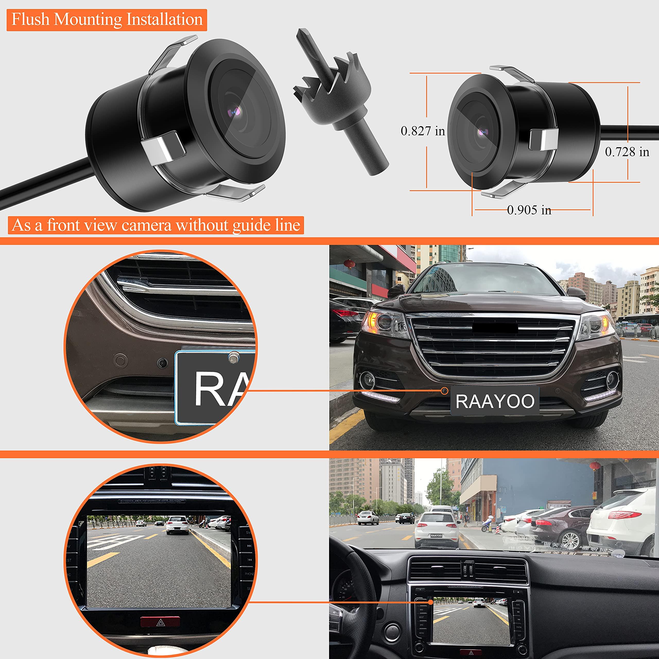 RAAYOO Backup Camera Flush Mount, Metal Housing 170Wide View Angle Rear/Side/Front View Camera for Car, Clear Night Vision IP69 Waterproof Reverse Camera for Vehicle SUV RV Pickup, 18.5mm, 12V/24V, Black