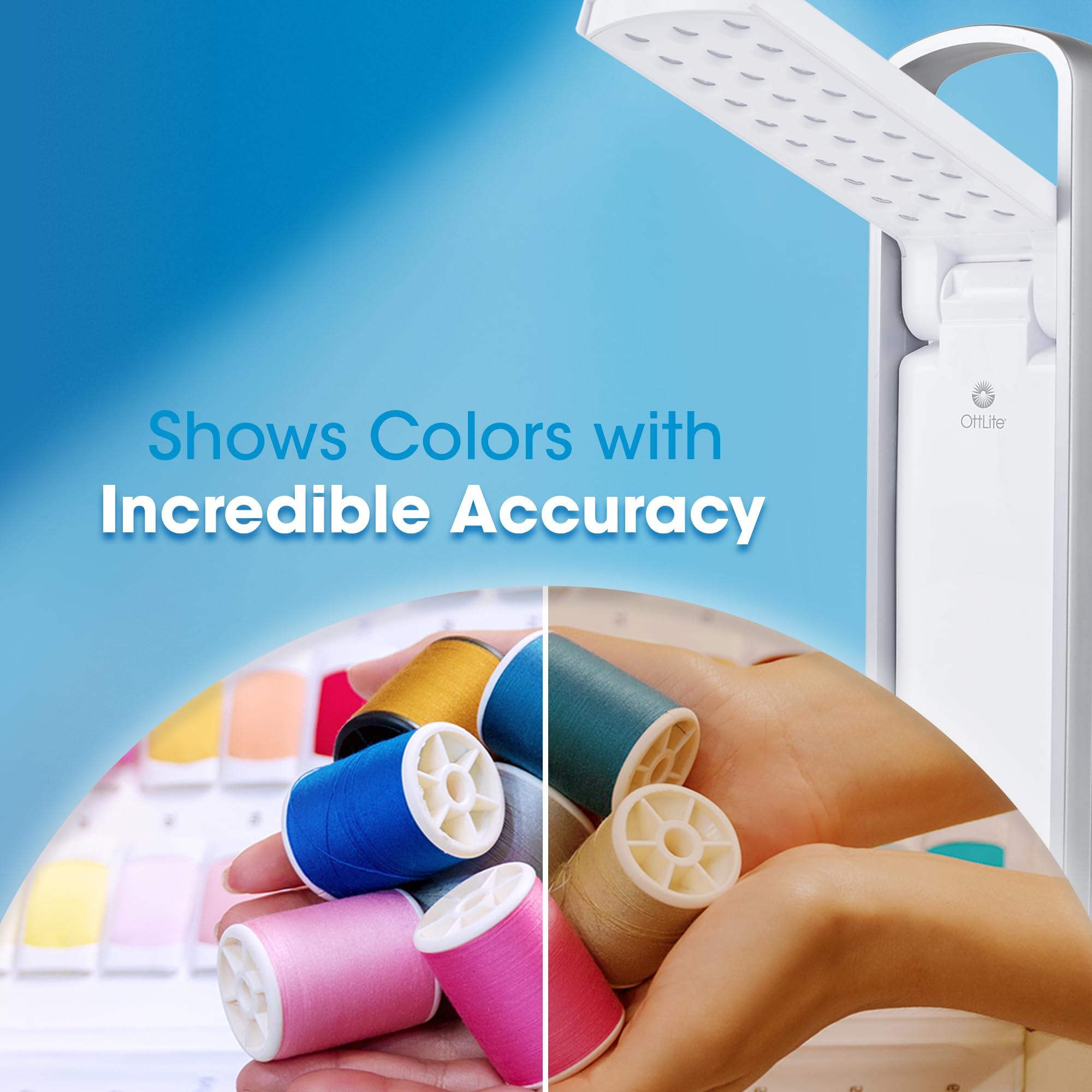 OttLite OttLite Portable LED Task Lamp, White - Lightweight LED Desk Lamp with Carrying Handle, Long-Lasting & Energy-Efficient Natural Daylight LEDs for Home Office & Desk - Automatic On/Off Operation