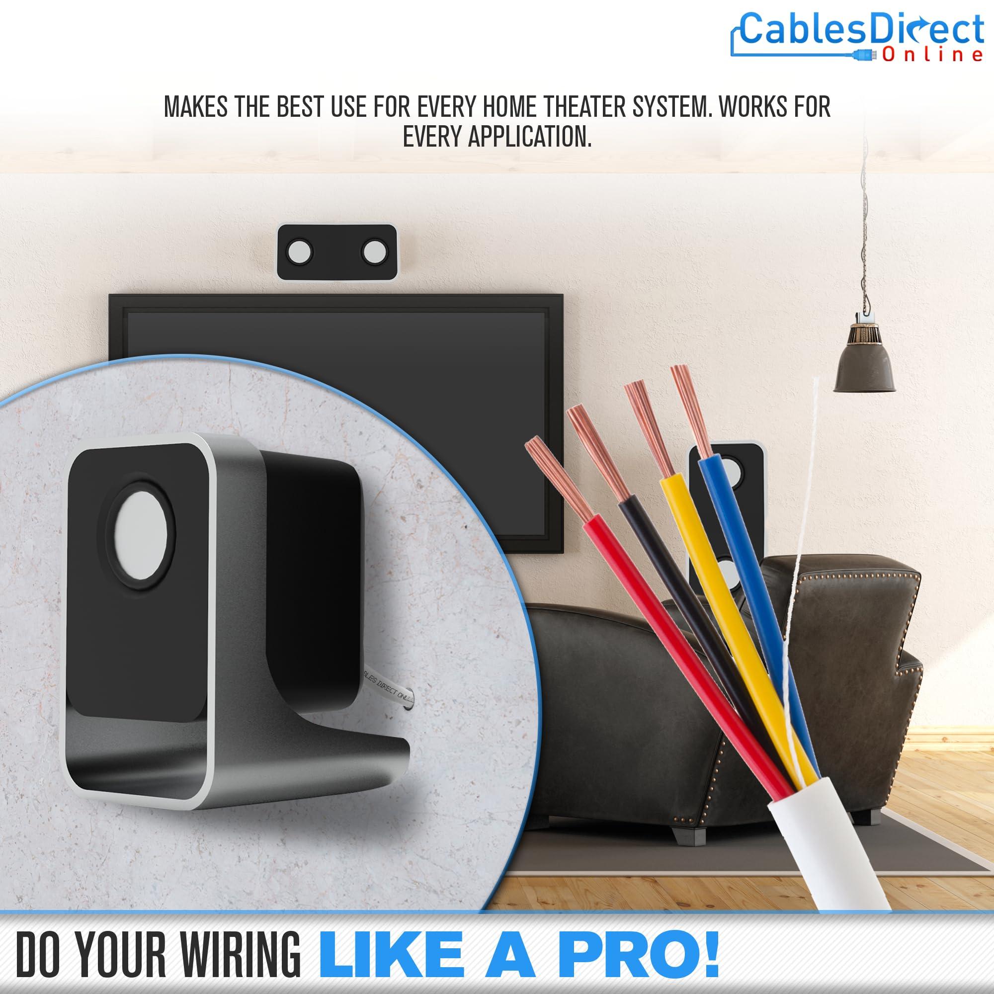 Cables Direct Online Cables Direct Online 500 feet Speaker Wire 18 Gauge CL2 Rated Indoor Low Voltage Copper Clad Aluminum (CCA) 4 Conductors Cable with Easy Pull Box Perfect for in-Wall Installation 18/4