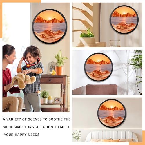 JYBBGO JYBBGO Sand Art, Sand Art Liquid Motion, 360 Rotate Wall Mounted Moving Sand Art Picture Relaxing Mood Peaceful Piece Home Office Work Decor (23.6\'\', orange2)