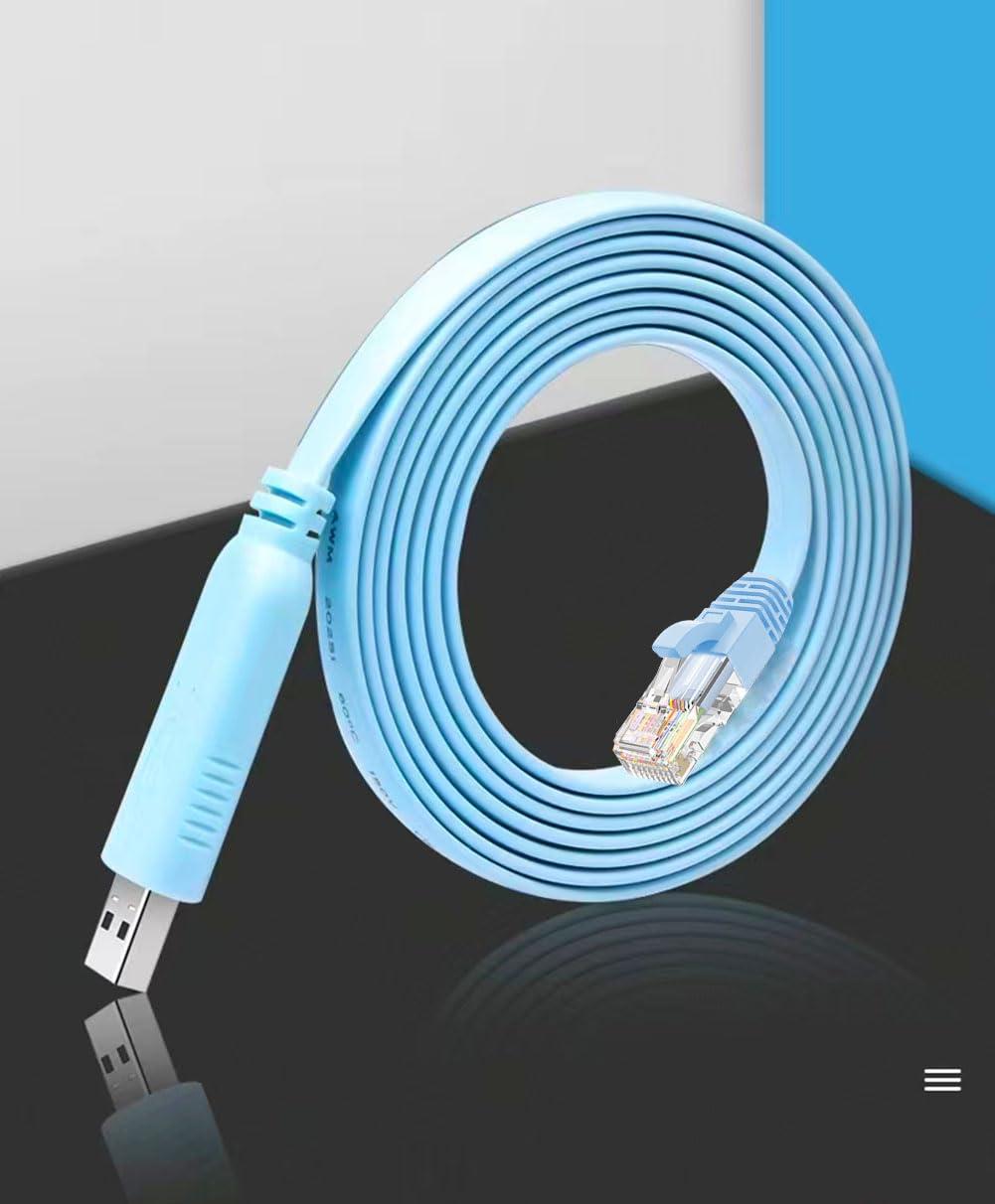 JUEJUEZI USB Console Cable, 6FT USB to RJ45 Serial Adapter for Cisco, Compatible with Routers/Switches (Windows/Mac/Linux Support)