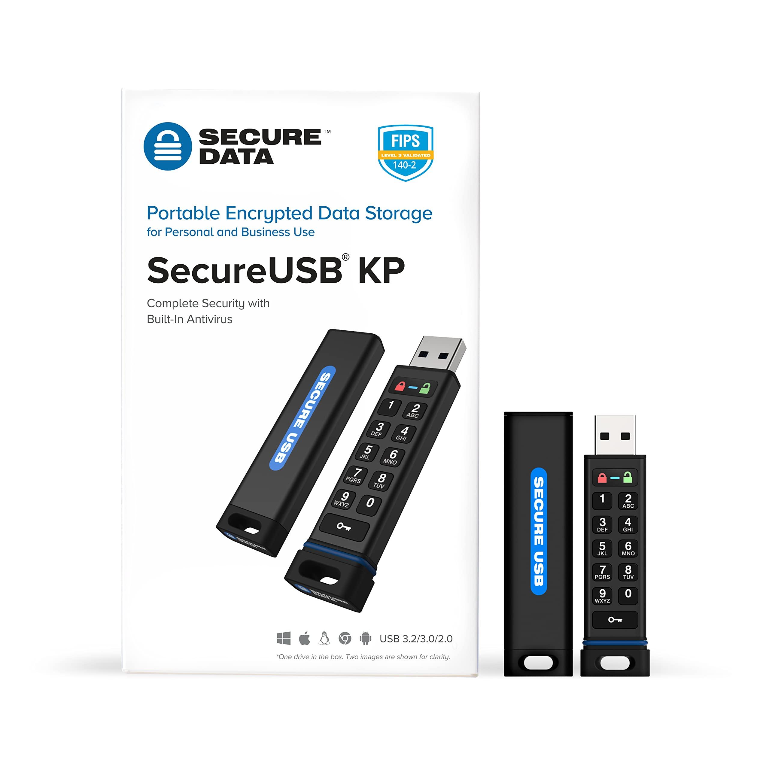 SecureDrive SecureUSB KP Hardware-Encrypted USB Flash Drive (16GB)
