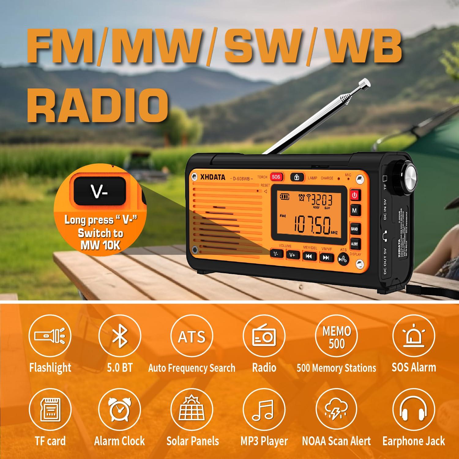 XHDATA XHDATA D608WB FM/AM/SW/NOAA Emergency Radio and XHDATA D220 Portable AM FM Shortwave Radio