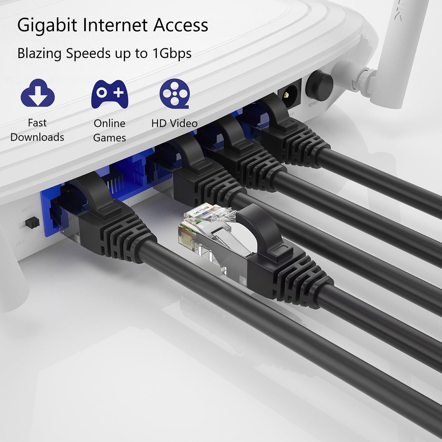 QualGear QualGear QG-CAT6R-CCA-75FT-BLK CAT 6 High Speed Internet and Ethernet Cable for Home and Office Use - 24 AWG, Up to 1 Gbps, 250MHz, Gold Plated Contacts, RJ45, CCA, Black - 75ft