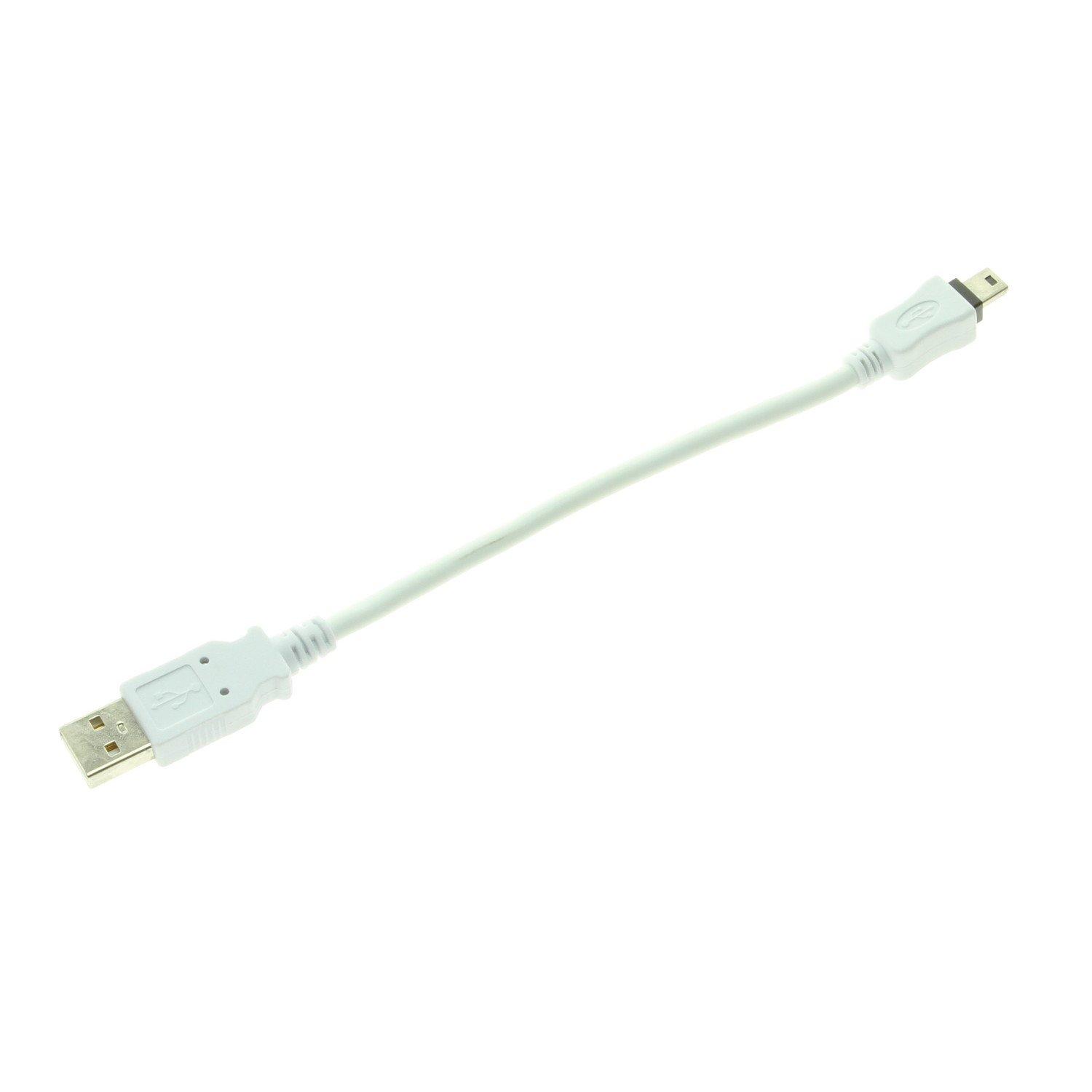 USBGear 8 inch White USB A to Mini B Cable