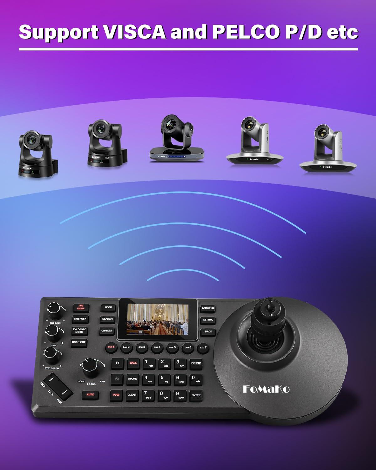 FoMaKo FoMaKo AI Auto Tracking HDMI PTZ Camera 20x Optical Zoom for Church Services Worship Education(2pcs) + KC608 Pro PTZ Controller (FMK12UH Prox2 + KC608 Pro)