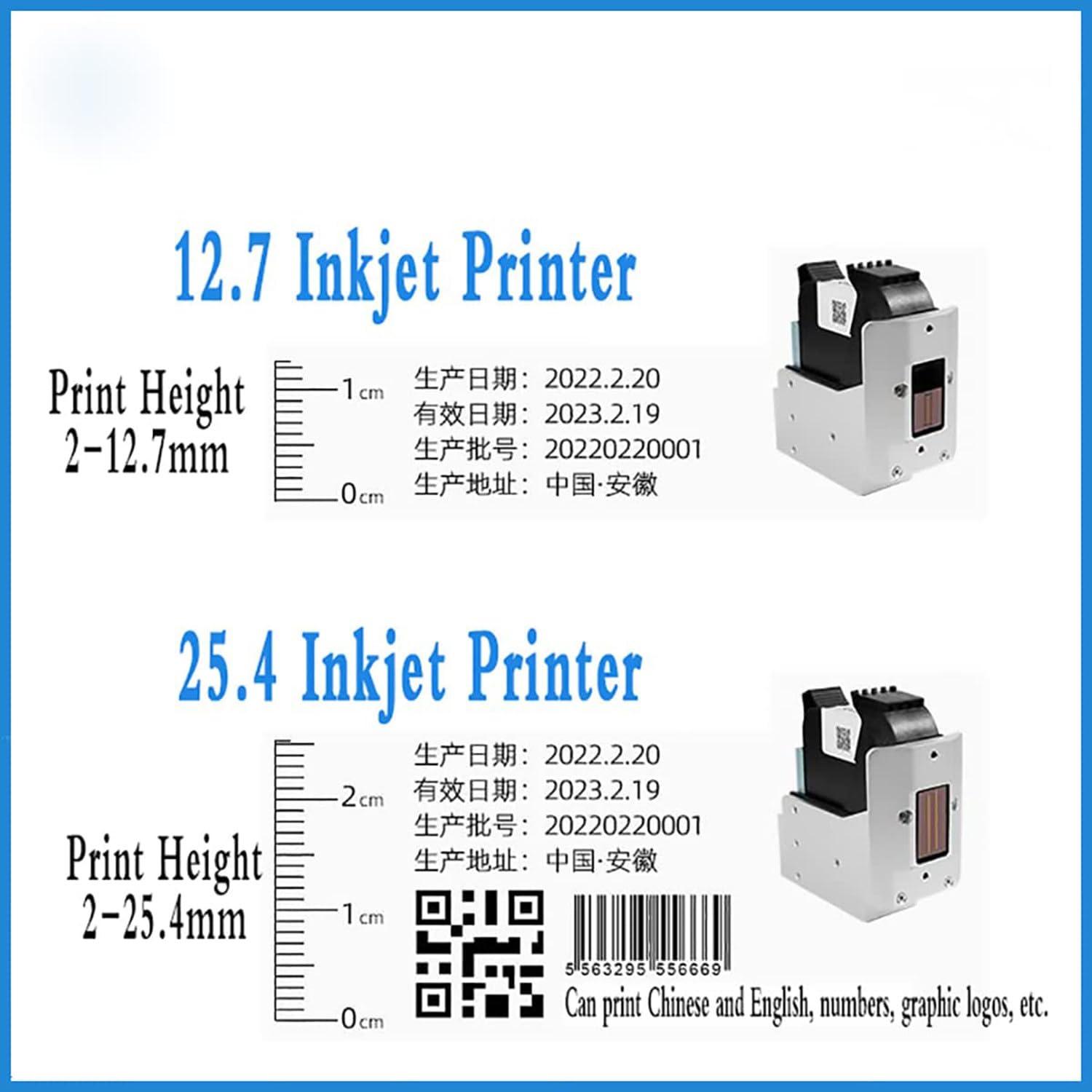 LZDOYY 12.7mm/25.4mm Automatic Inkjet Coding Machine for Production Line, 8 Languages, Intelligent Variable Data/Date/Logo/Barcode/Image Thermal Inkjet Printer,12.7mm-110V