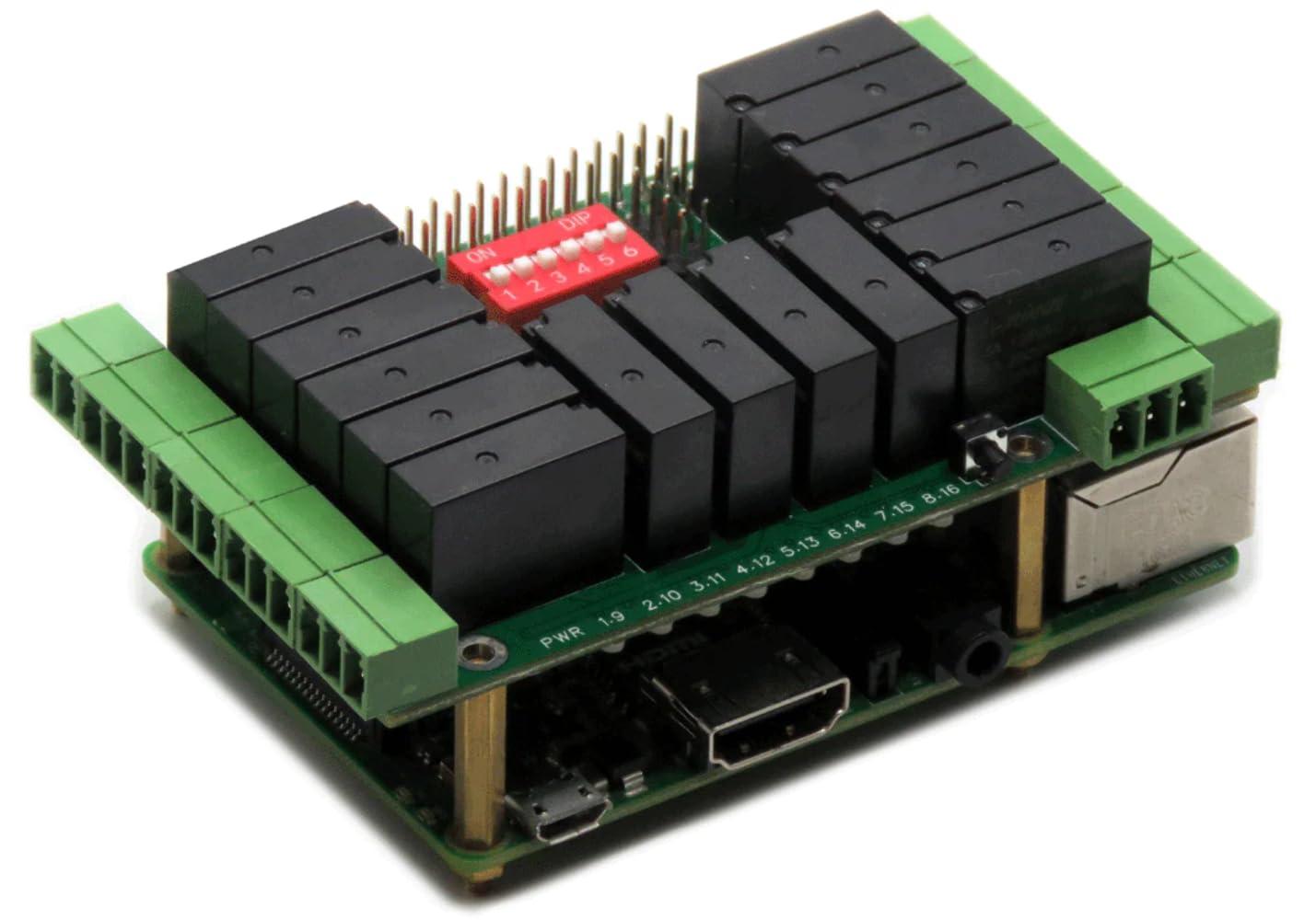 Sequent Microsystems Sixteen RELAYS 8-Layer Stackable HAT for Raspberry Pi