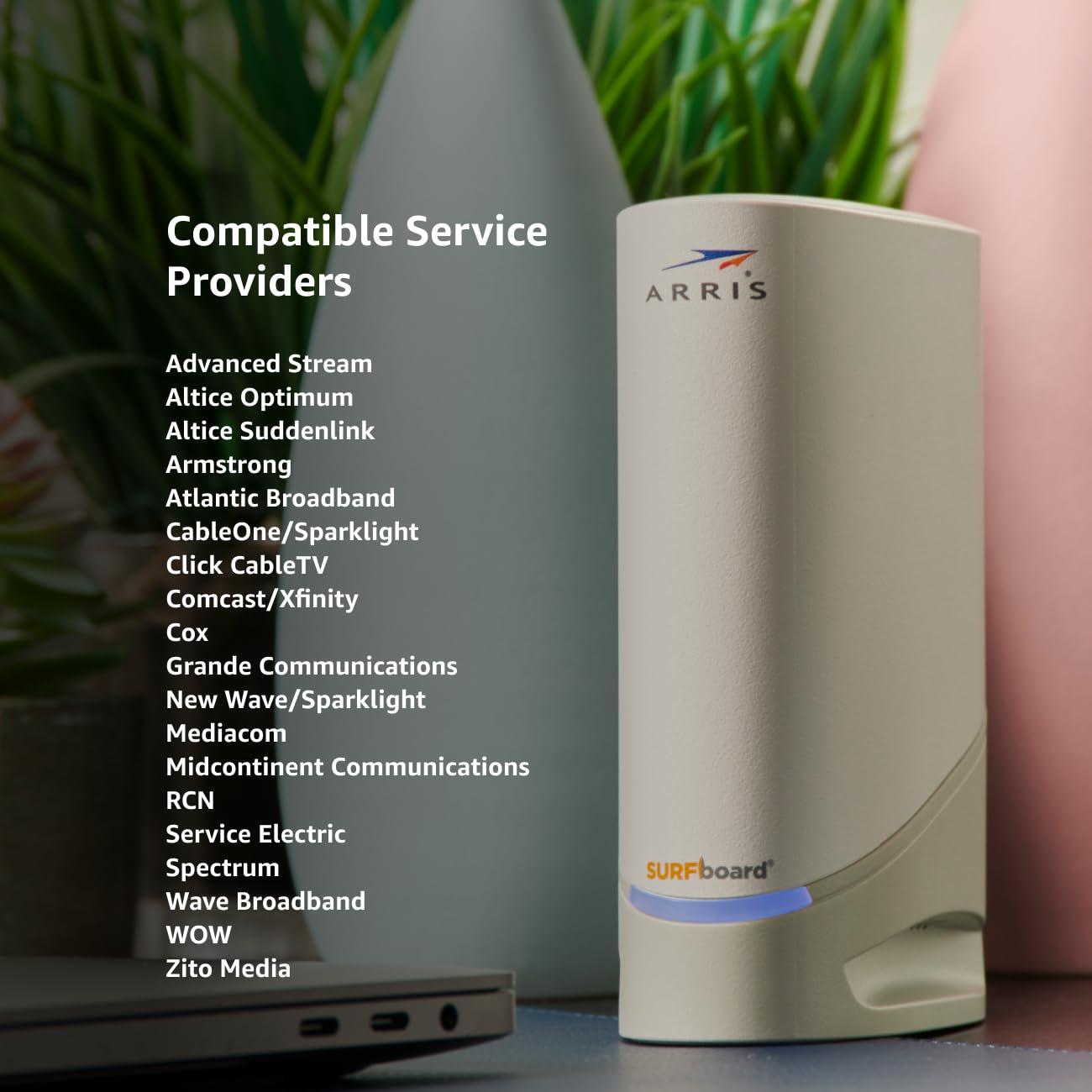 ARRIS ARRIS (S33-RB) - Cable Modem - DOCSIS 3.1 Multi-Gigabit Cable Modem for Comcast Xfinity, Cox, Spectrum & More 1 & 2.5 Gbps Ports 2.5 Gbps Max Internet Speeds 4 OFDM Channels 2 Year Warranty - Renewed