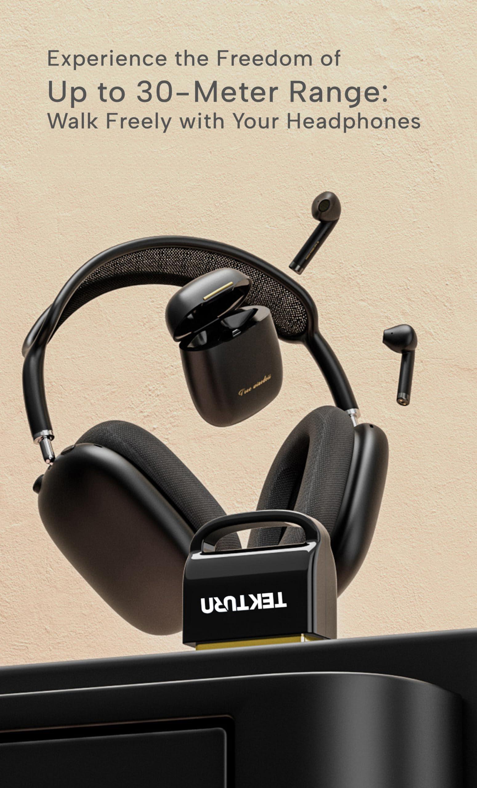 TEKTURN TEKTURN USB Bluetooth 5.3 Adapter: Plug-and-Play, Nano Design, EDR & BLE, Compatible with Windows 11/10/8.1/7, Desktop, Laptop, Supports Headphones, Keyboard, Mouse, Speakers, Printer