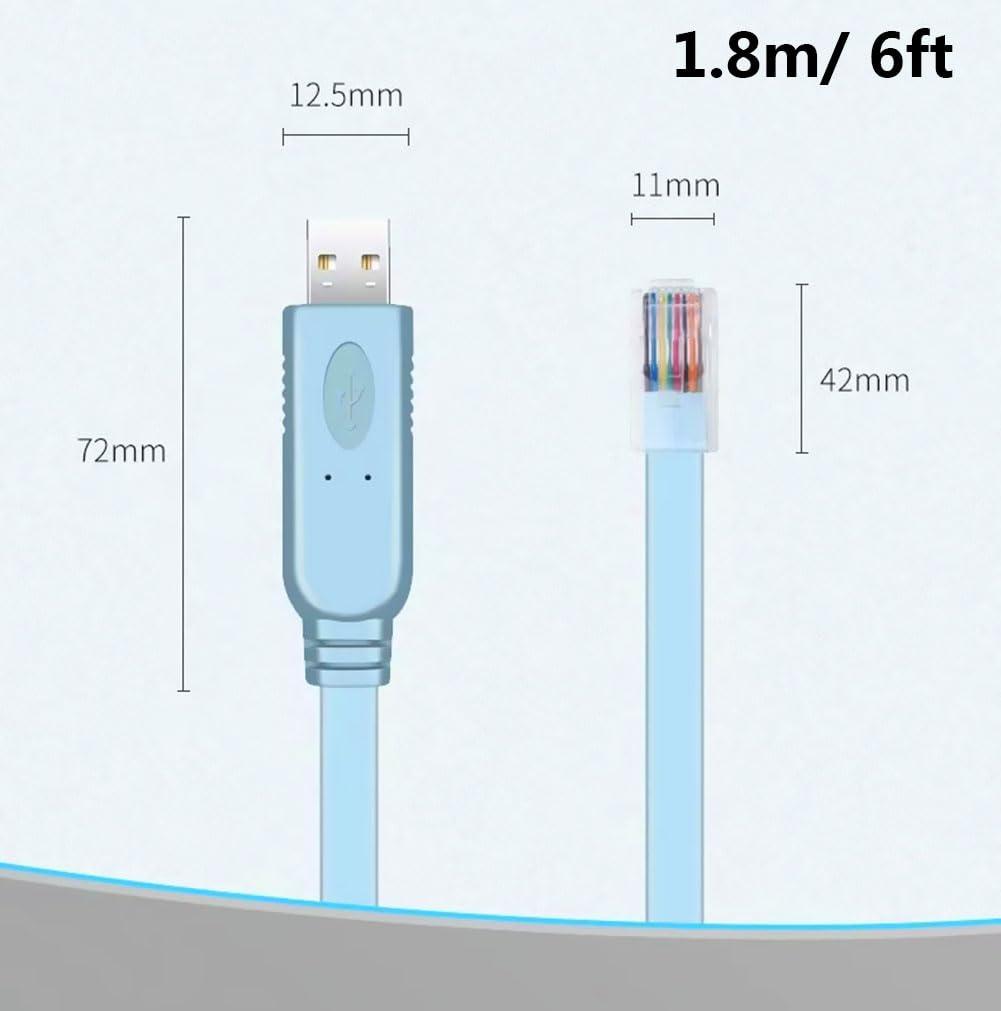 JUEJUEZI USB Console Cable, 6FT USB to RJ45 Serial Adapter for Cisco, Compatible with Routers/Switches (Windows/Mac/Linux Support)