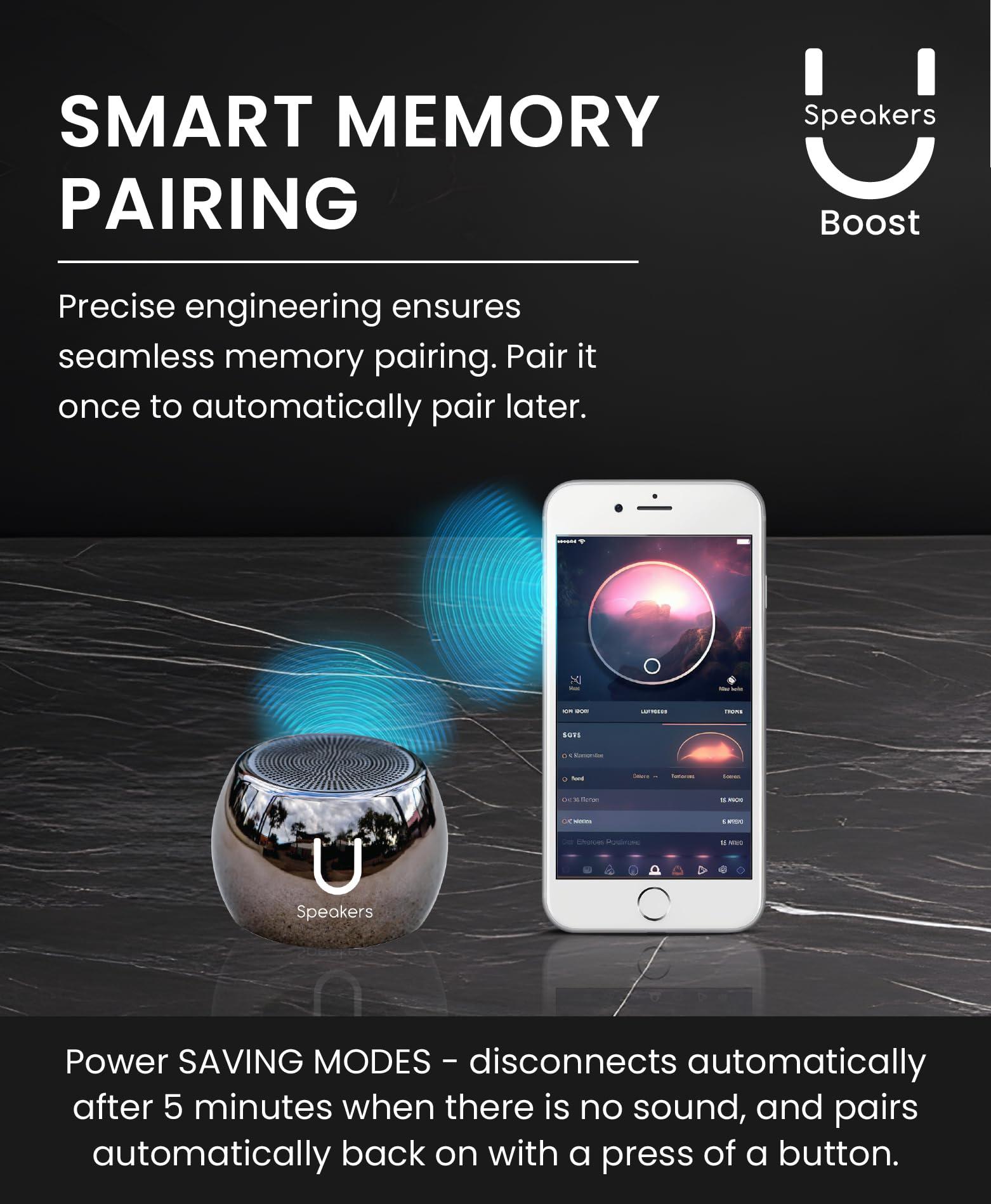 Fashionit Fashionit U Boost Speaker | Stylish Portable Wireless Bluetooth 5.0 with Built-in Subwoofer and Mic | Perfect Mini Speaker for Home, Parties, Travel! Small Device, Rich Sound | Hematite