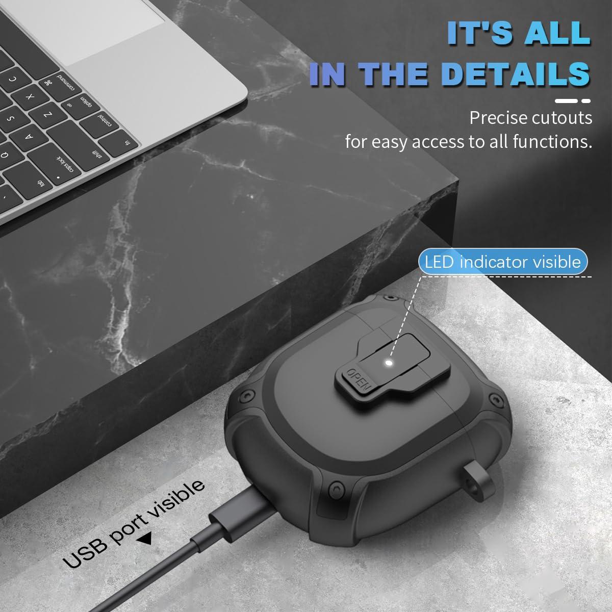 AIBEAMER for Bose QuietComfort Earbuds II Case (2022) / NEW QuietComfort Ultra Earbuds Case (2023),Shockproof Protective Safety Lock Case for QuietComfort Earbuds 2/QuietComfort Ultra Earbuds Accessories-Black