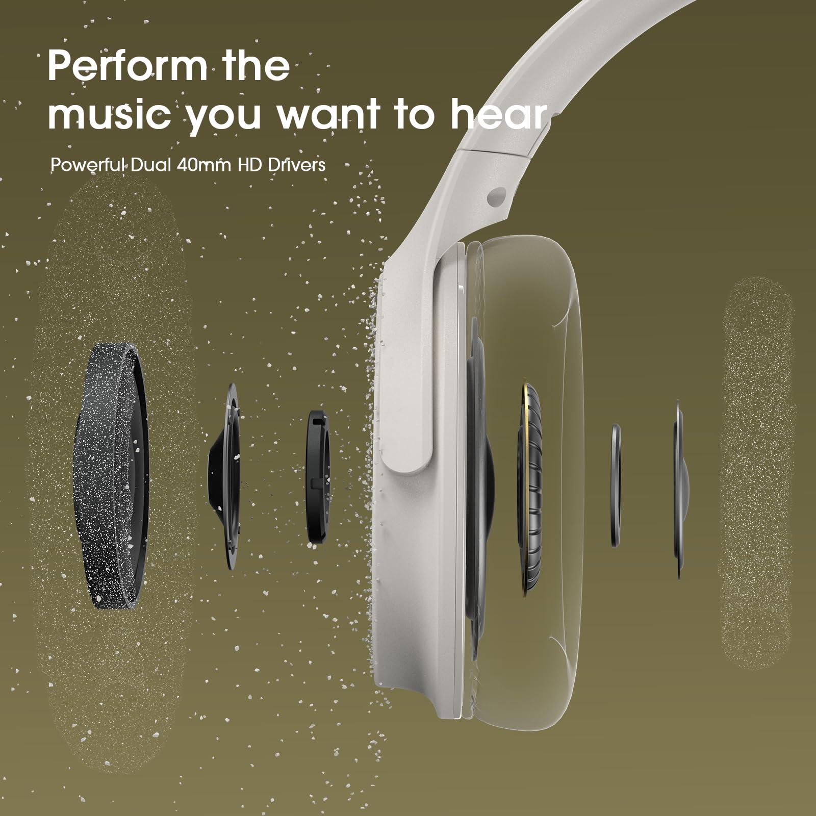 DOQAUS DOQAUS Bluetooth Headphones Over Ear Wireless Headphone, 70H Playtime and 3EQ Modes with Mic, HiFi Stereo Sound, Deep Bass, Memory Foam Cups, for Phone PC Travel Home Office