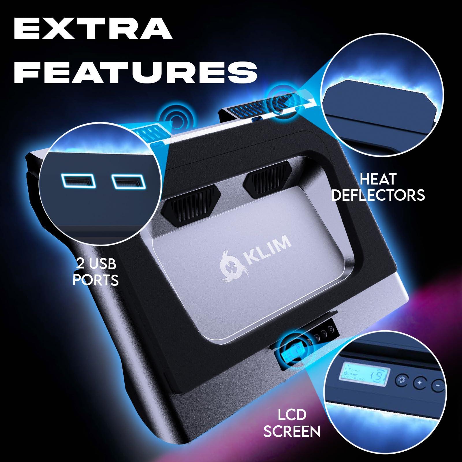 KLIM KLIM Everest Laptop Cooling Pad | New Version 2024 | Powerful Turbo-Fan 4300 RPM Laptop Cooler | Sealed Foam for Maximum Performance | Avoid Overheating and Protect Your Gaming Laptop | 14-17.3 in