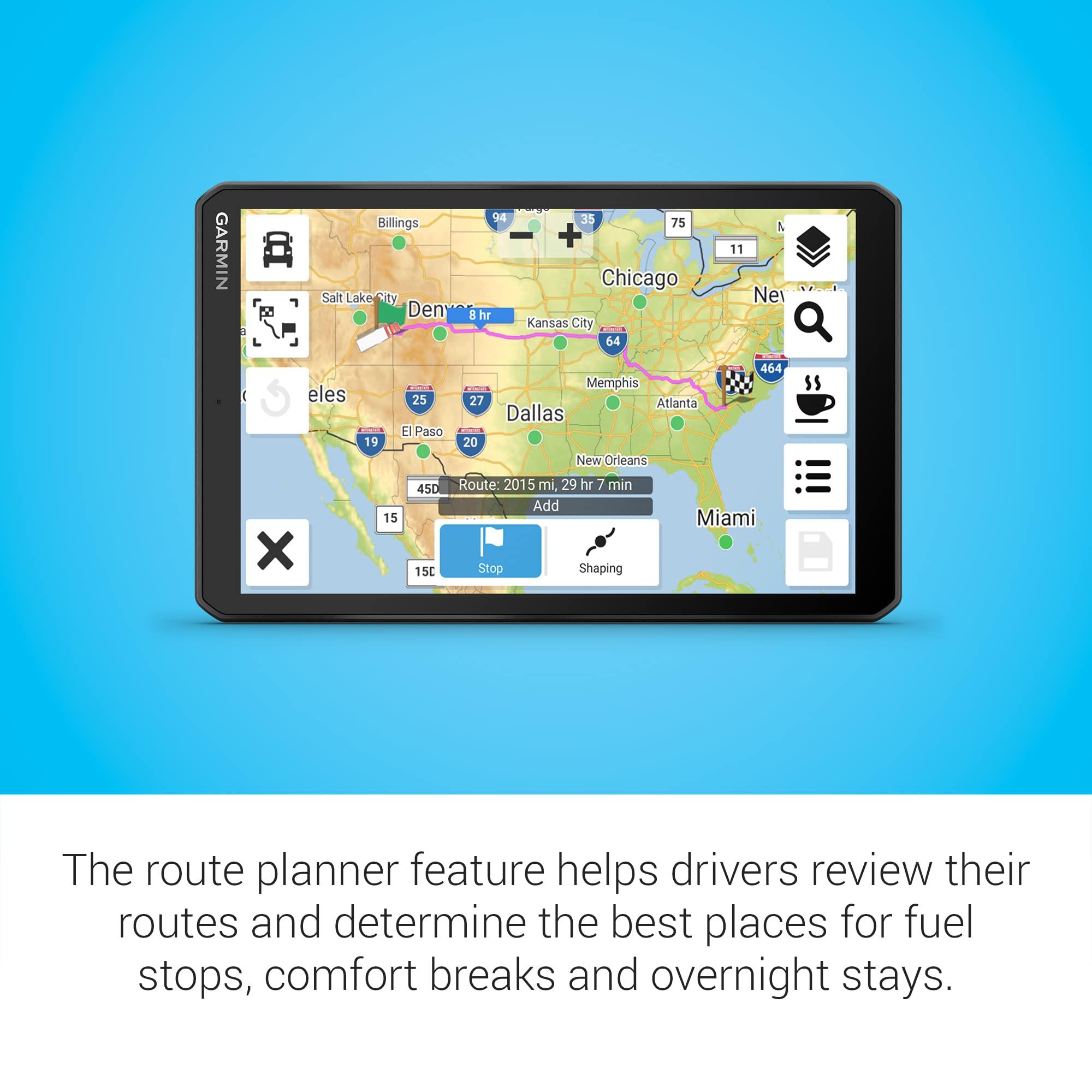 Garmin Garmin dzl OTR810, Large, Easy-to-Read 8 GPS Truck Navigator, Custom Truck Routing, High-Resolution Birdseye Satellite Imagery, Directory of Truck & Trailer Services, Black