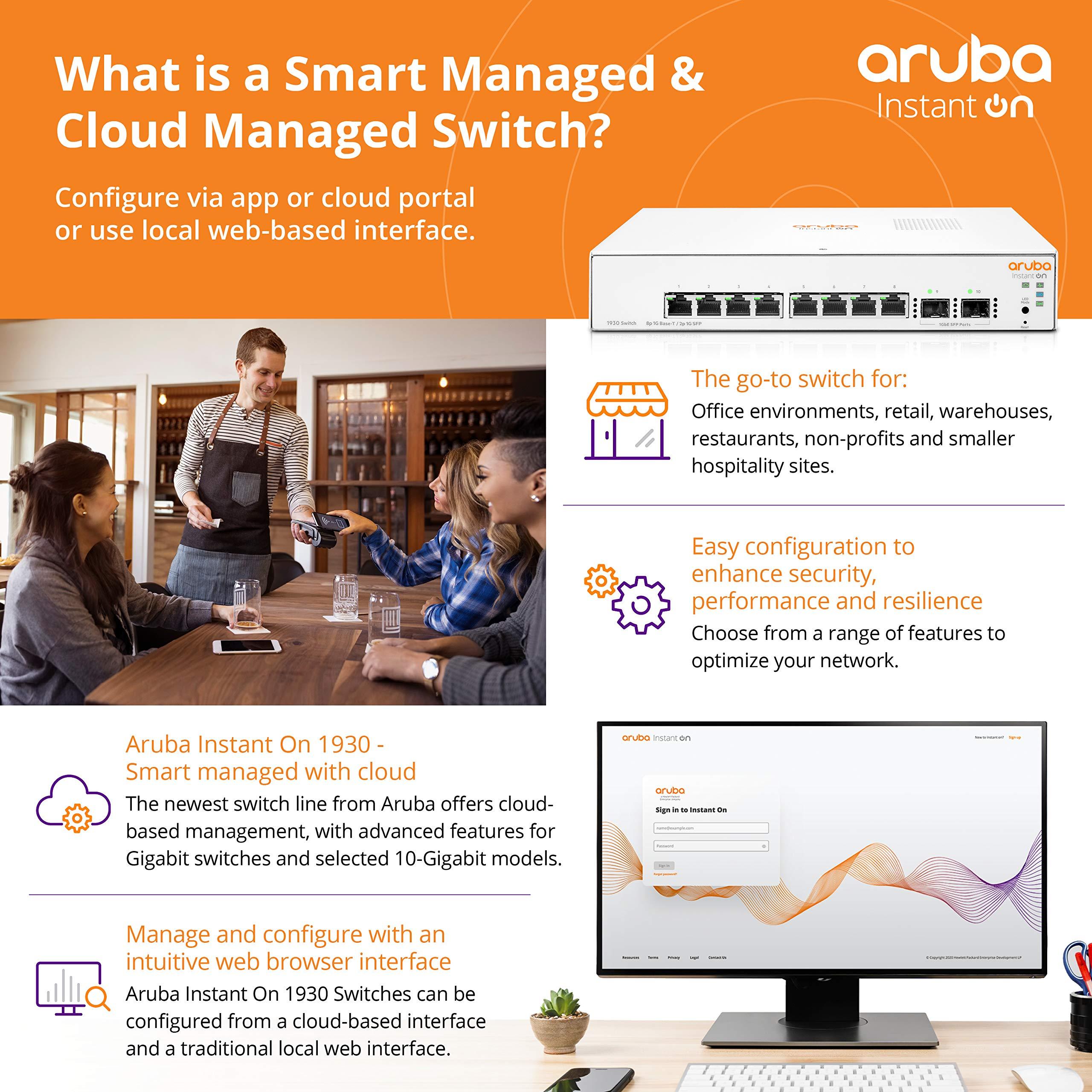 ARUBA Aruba Instant On 1930 28P Gb Ethernet 24xGE PoE (370W), 4X 1G/10G SFP+, L2+ Smart Switch EU Europe Cord (JL684A#ABB)