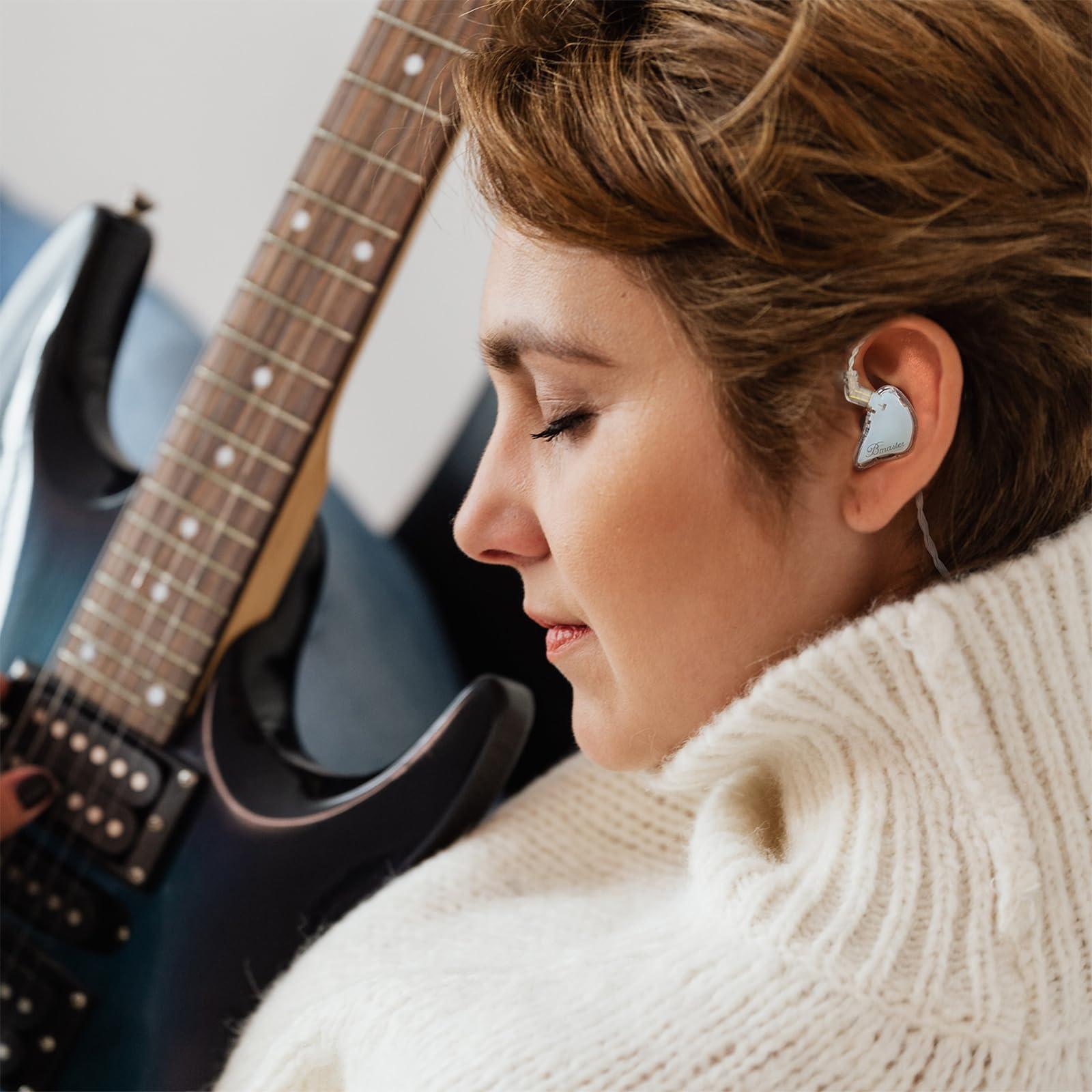 BASN BASN Bmaster 2-Pin Triple Drivers in Ear Monitor Headphone with Two Detachable Cables Fit in Ear Suitable for Audio Engineer, Musician (White)