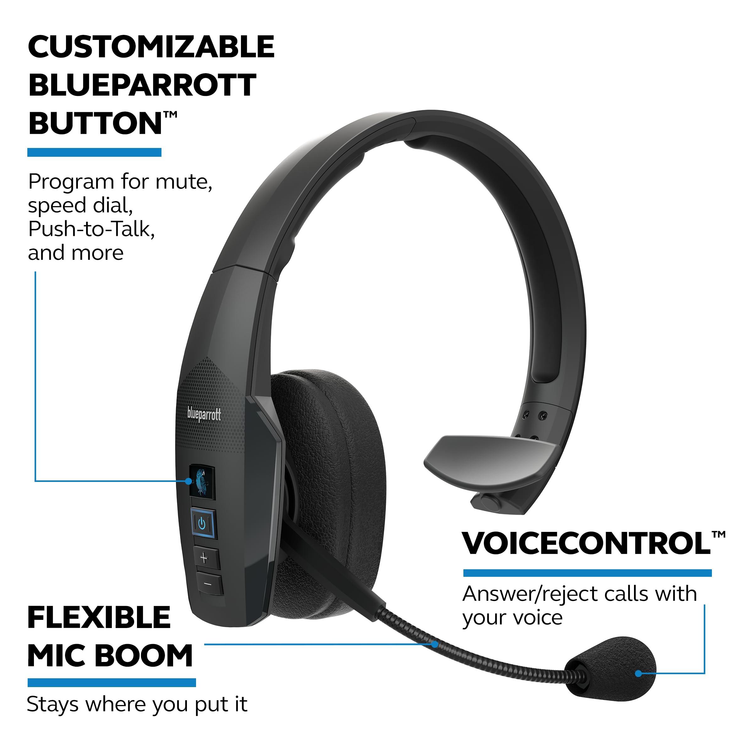 BlueParrott BlueParrott B450-XT Noise Cancelling Trucker Bluetooth Headset  Updated Design with Industry Leading Sound & Improved Comfort, Ideal for Anyone On The Go, Up to 24 Hours of Talk Time, Black