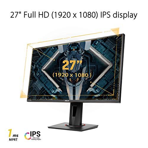 ASUS ASUS TUF Gaming 27” 1080P Monitor (VG279QR) - Full HD, IPS, 165Hz (Supports 144Hz), 1ms, Low Motion Blur, G-SYNC Compatible, Shadow Boost, VESA Mountable, DisplayPort, HDMI, Height Adjustable, Black