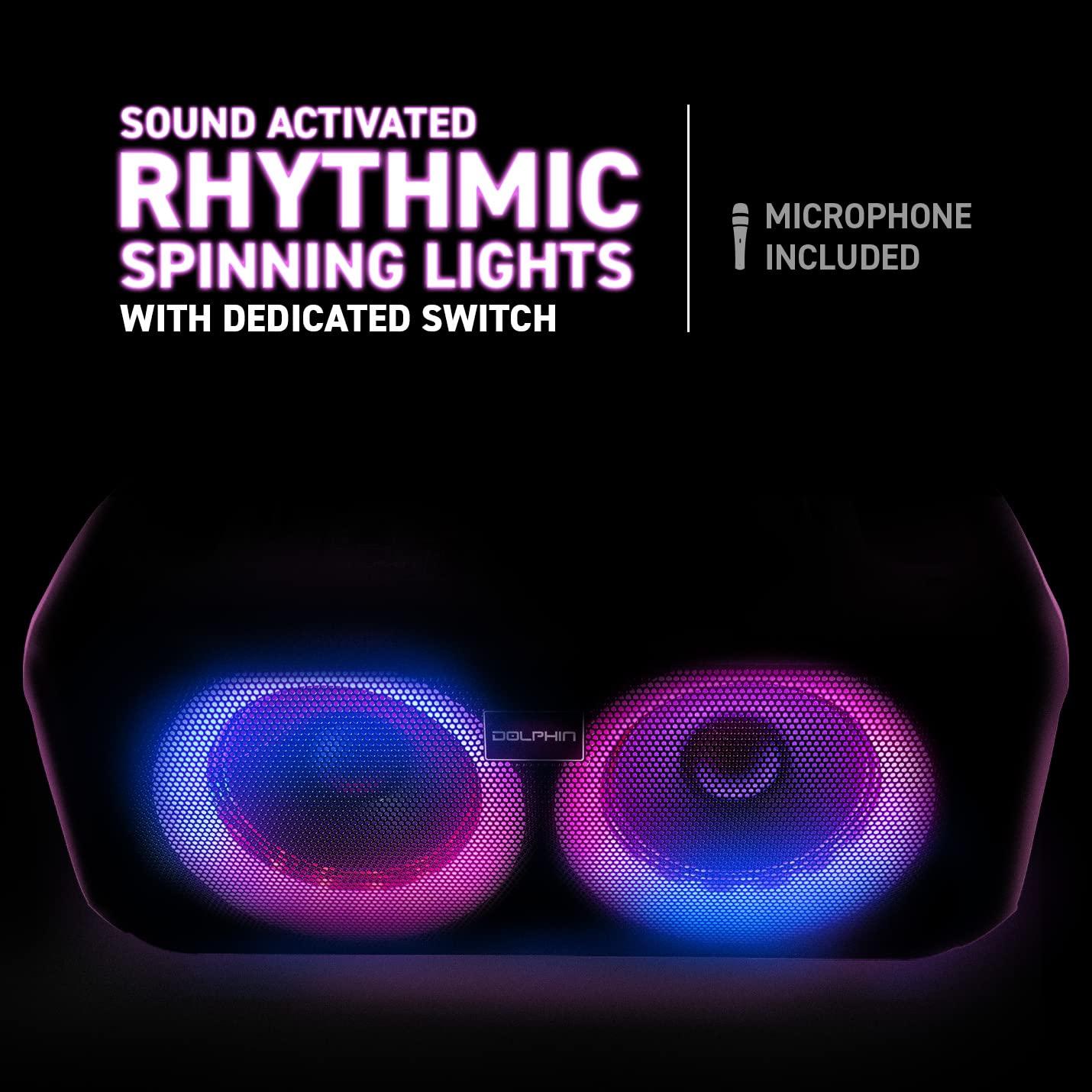 Dolphin Dolphin Boombox Portable Bluetooth Speaker - Crisp Sound - Dual 6.5" Woofer, 1" Tweeter