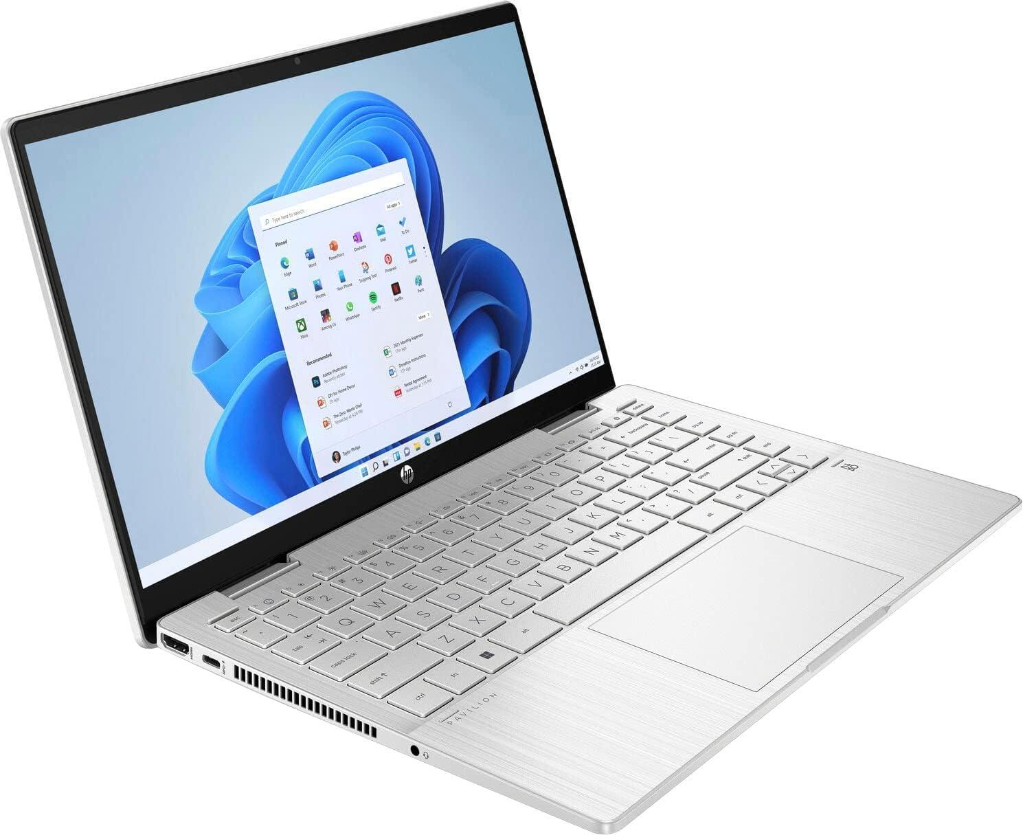 HP 2022 HP Pavilion x360 2-in-1 14in Touchscreen Laptop, 12th Gen Intel 10-Core i5-1235U, Iris Xe Graphics, 8GB DDR4 RAM, 512GB PCIE SSD, Fingerprint, Backlit KB, Stylus Pen, Win 11 Home, Silver