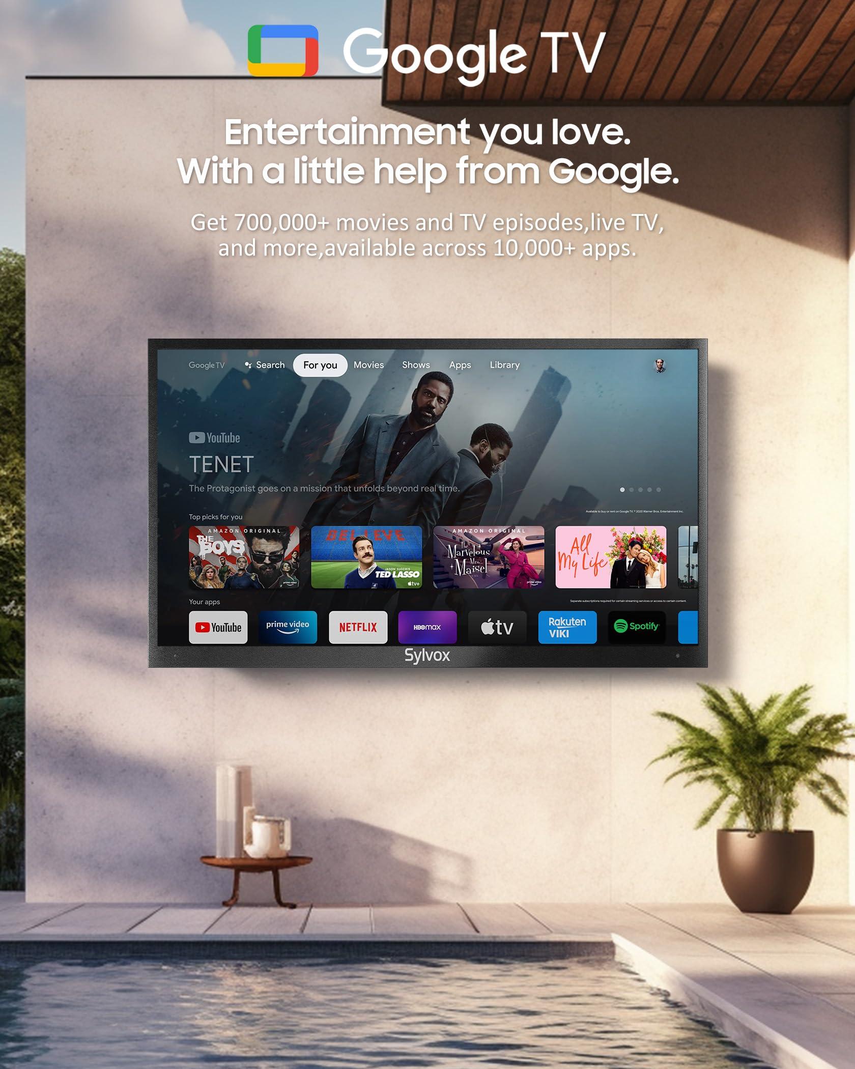 SYLVOX SYLVOX Outdoor TV, 43 inch Full Sun Smart Outdoor TVs, Weatherproof 2000 Nits High Brightness IP55 Waterproof, 4K TV for Outside WiFi Bluetooth Voice Assistant Chromecast (Pool Pro 2.0)