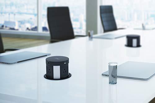 Kungfuking Automatic Pop Up Outlet Surge Protector Retractable Hidden Recessed Power Strip Power Socket with Wireless Charger USB Charging Station, 4US Plug+2USB+1RJ45 Port+1HDMI Port for Ofiice Conference