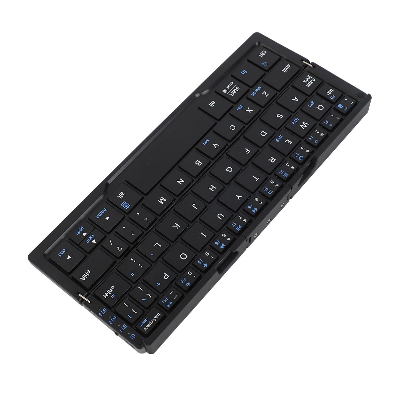 FOSA FOSA Folding Bluetooth Keyboard, Folding Keyboard, Portable Pocket Foldable Keyboard, Mini Foldable Keyboard Aluminum Alloy Housing for Tablets Phones (Black Gray)