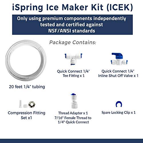 iSpring iSpring ICEK Ultra Safe Fridge Water Line Connection and Ice Maker Installation Kit for Reverse Osmosis RO Systems & Water Filters, 1/4\", 20 feet