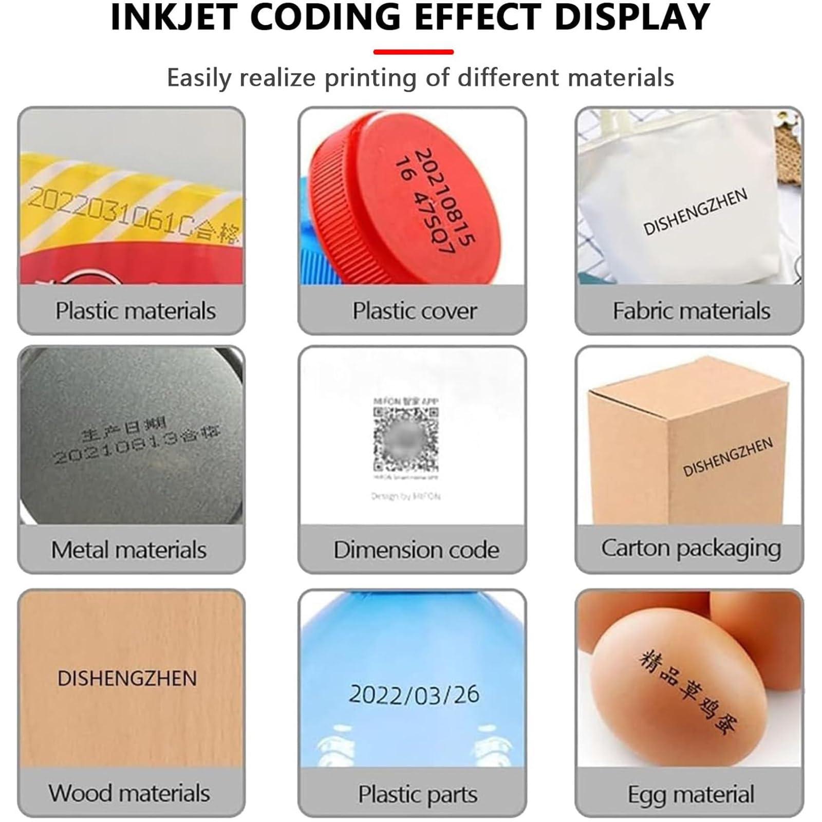 RESKIU RESKIU Online Industrial Inkjet Printer, Batch Coder Automatic Coding Inkjet Code Barcode Quick-Drying Online Batch Coding Printer for Date, Picture, Barcode, Qr Code, Label, Variable Data etc,25.4mm
