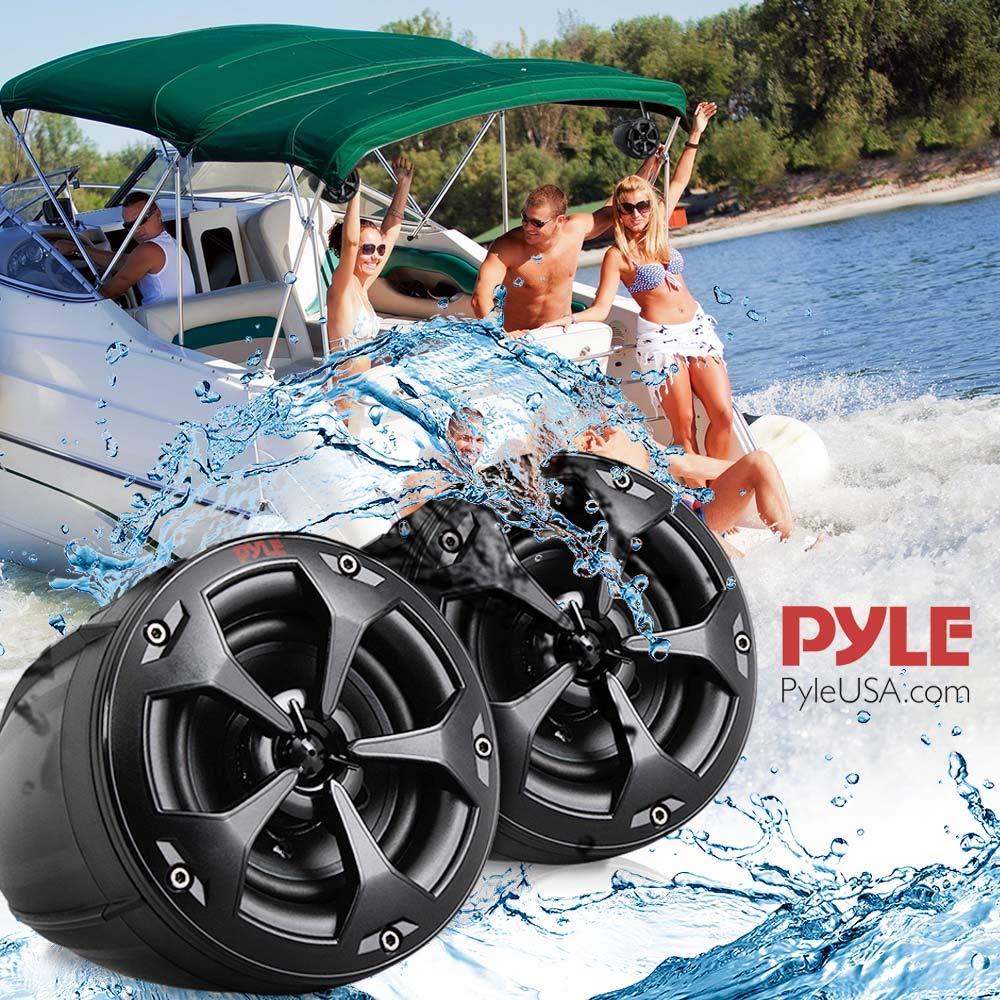 Pyle Pyle Waterproof Off-Road Speakers w/ Amplifier - 4\" 800W 2-Channel Marine Grade Waketower Speakers System Full Range Outdoor Audio Stereo Speaker for ATV, UTV, Quad, Jeep, Boat - Pyle PLUTV42CH.5